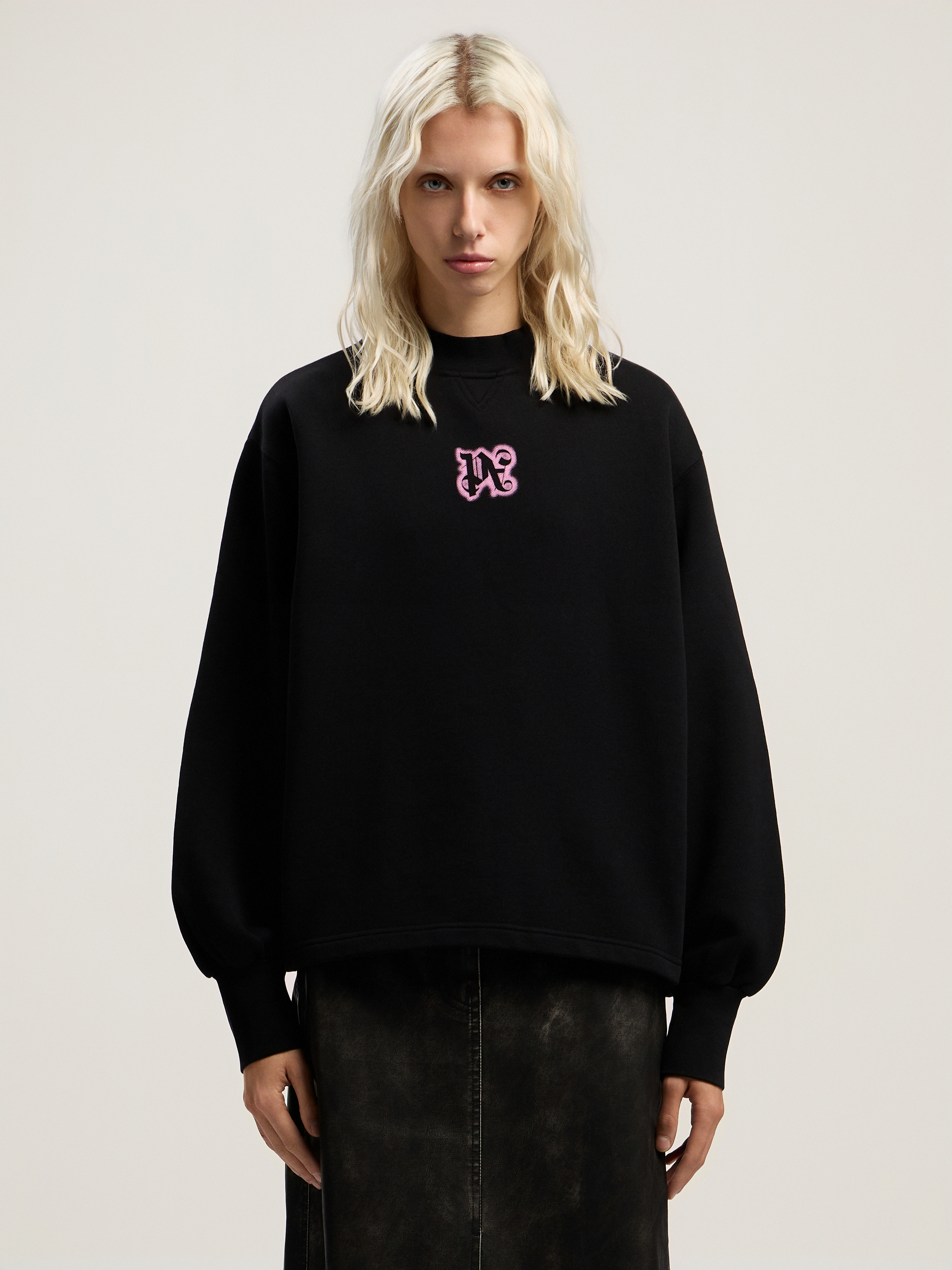 Palm Angels Neon Balloon Crew Sweatshirt In Black