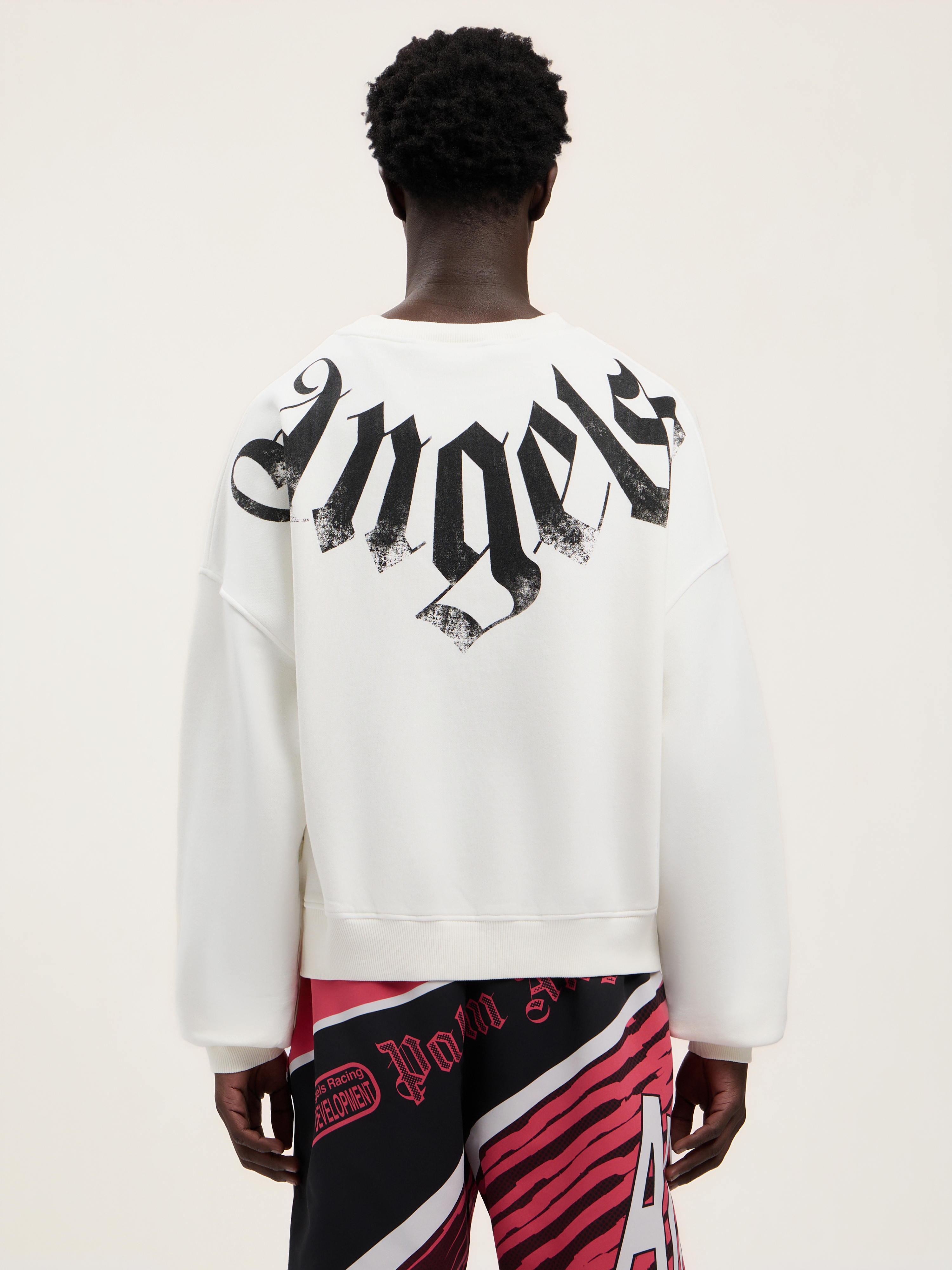 Palm Angels Men White Logo Crew Neck Sweatshirt, Xl Luxury Sweatshirts & Hoodies For Men Darveys