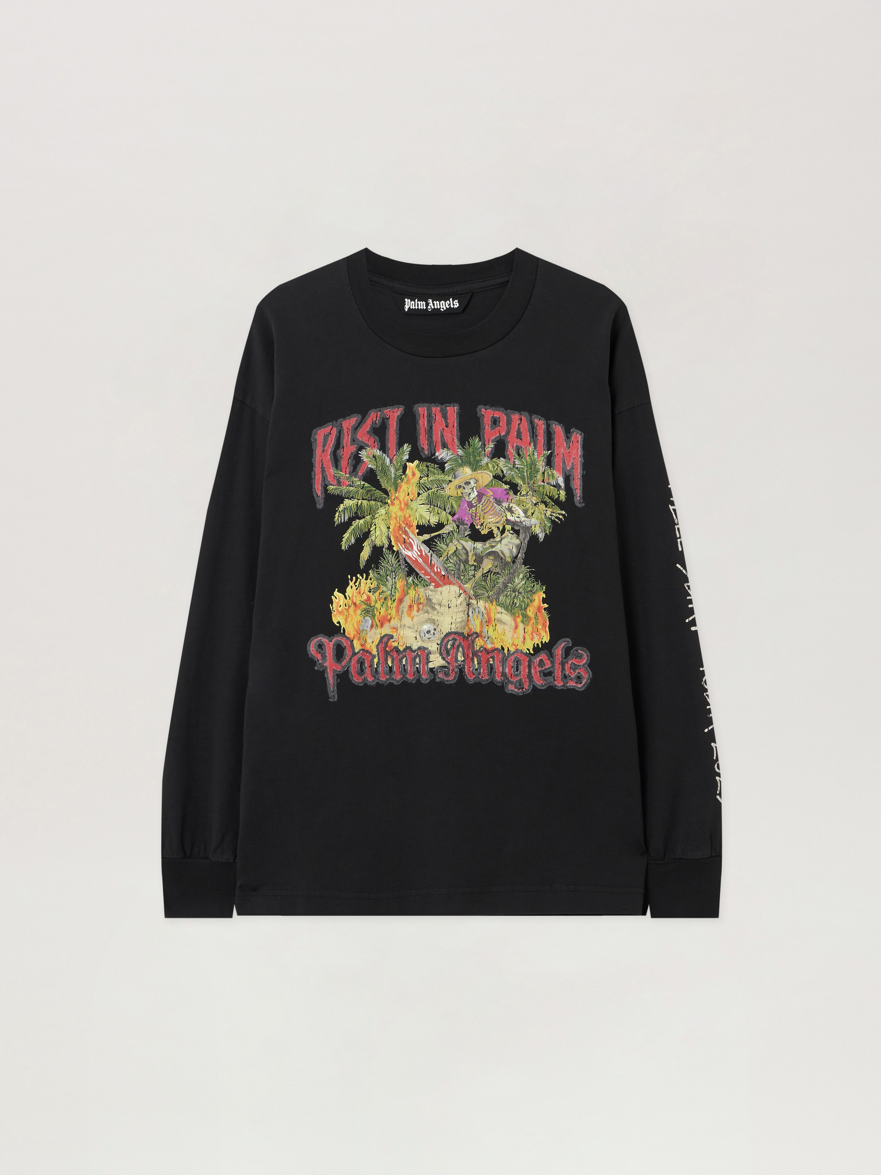 Rest In Palm Long Sleeve T-Shirt in BLACK - MULTICOLOR for Men