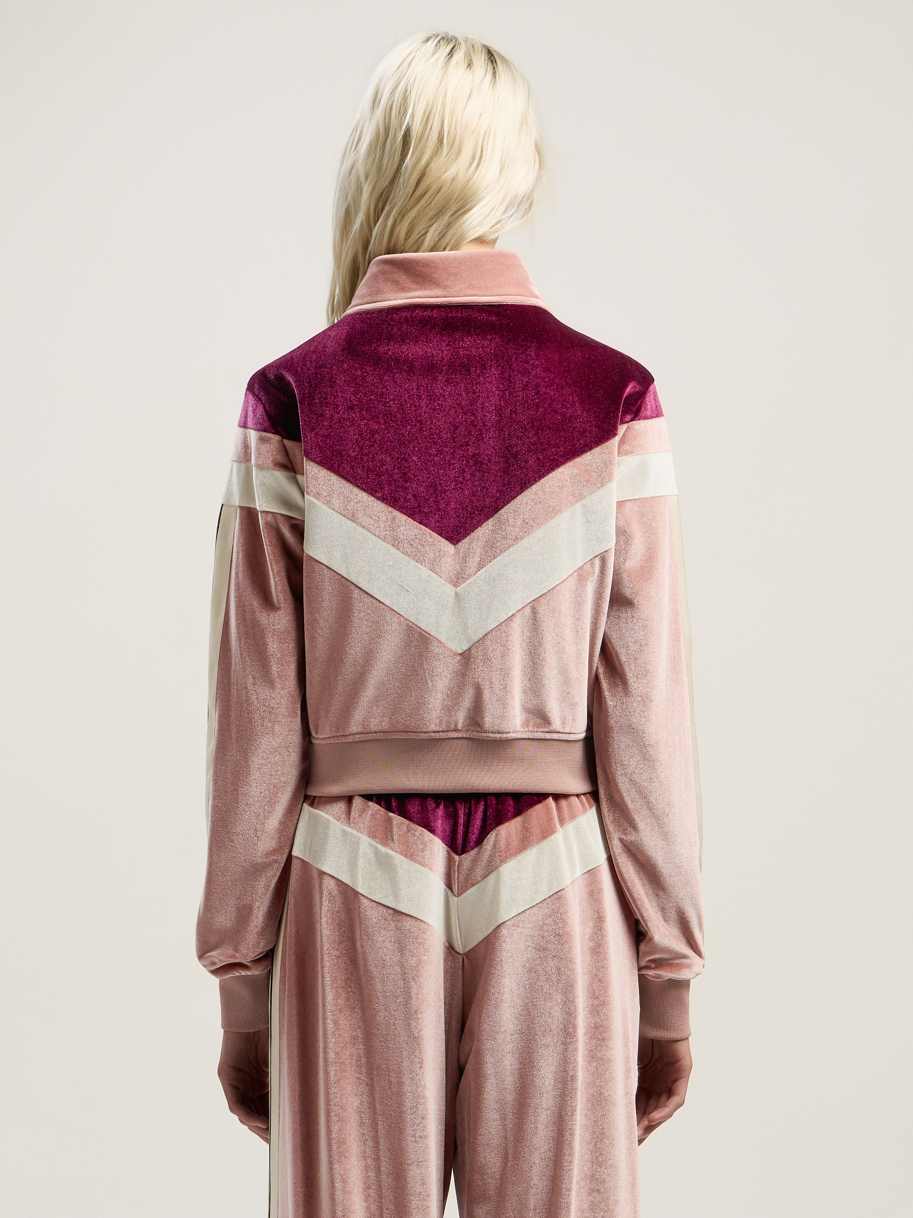 Palm Angels Colorblock Chenille Track Jacket In Pink