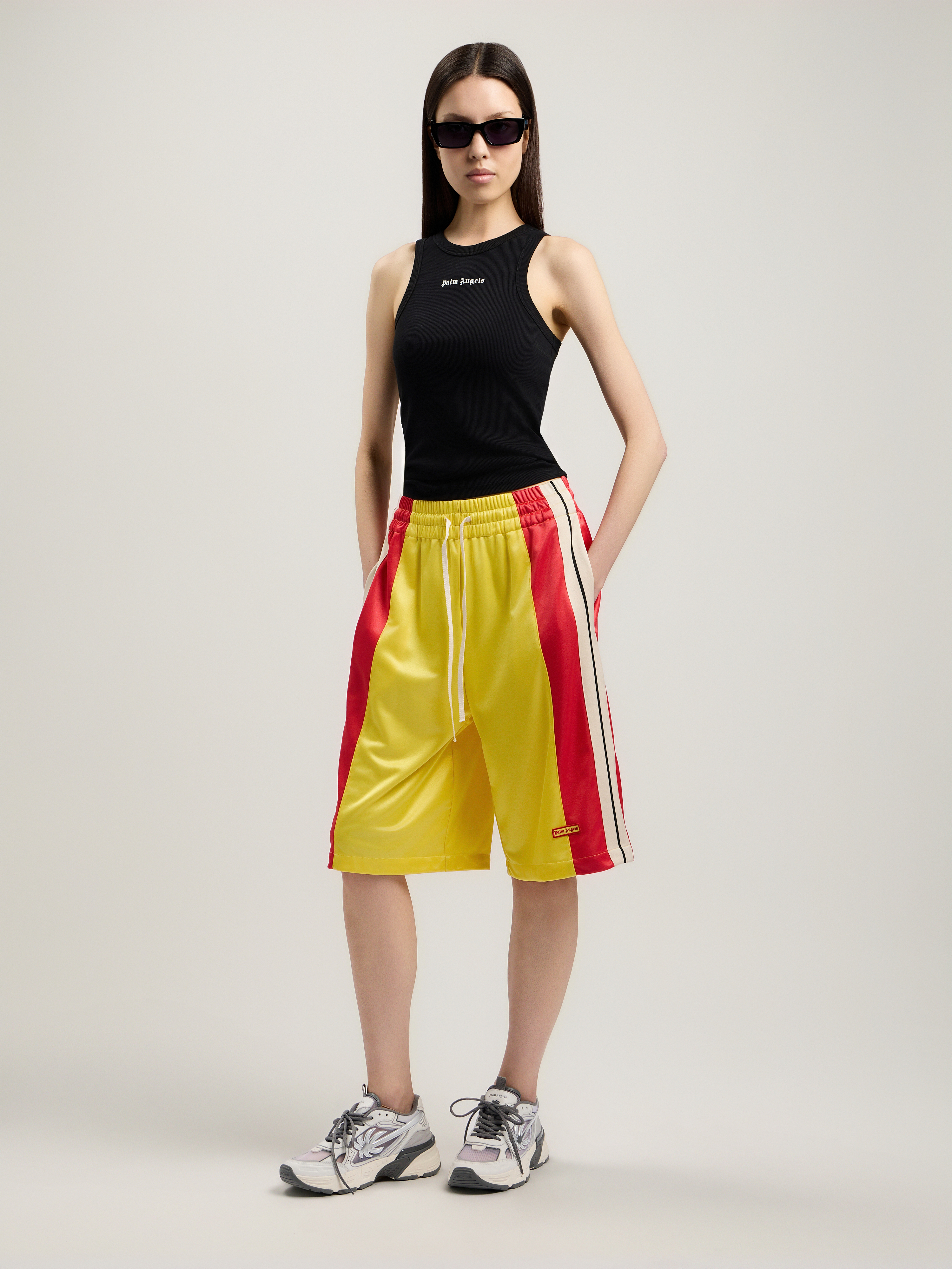 Palm Angels Classic Logo Fitted Tank Top In Black