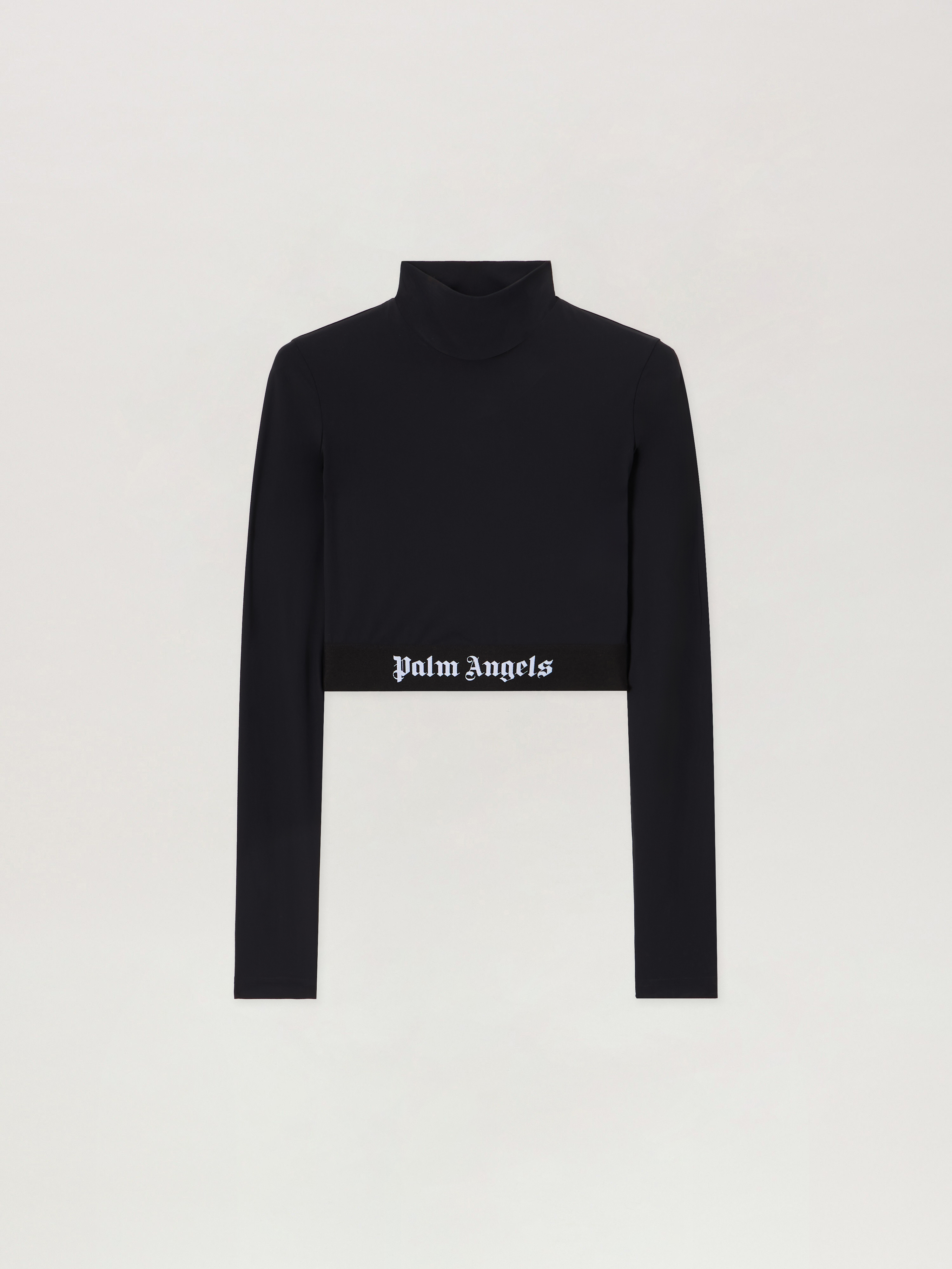 Palm Angels Black Classic Logo Long-sleeved Mockneck T-shirt