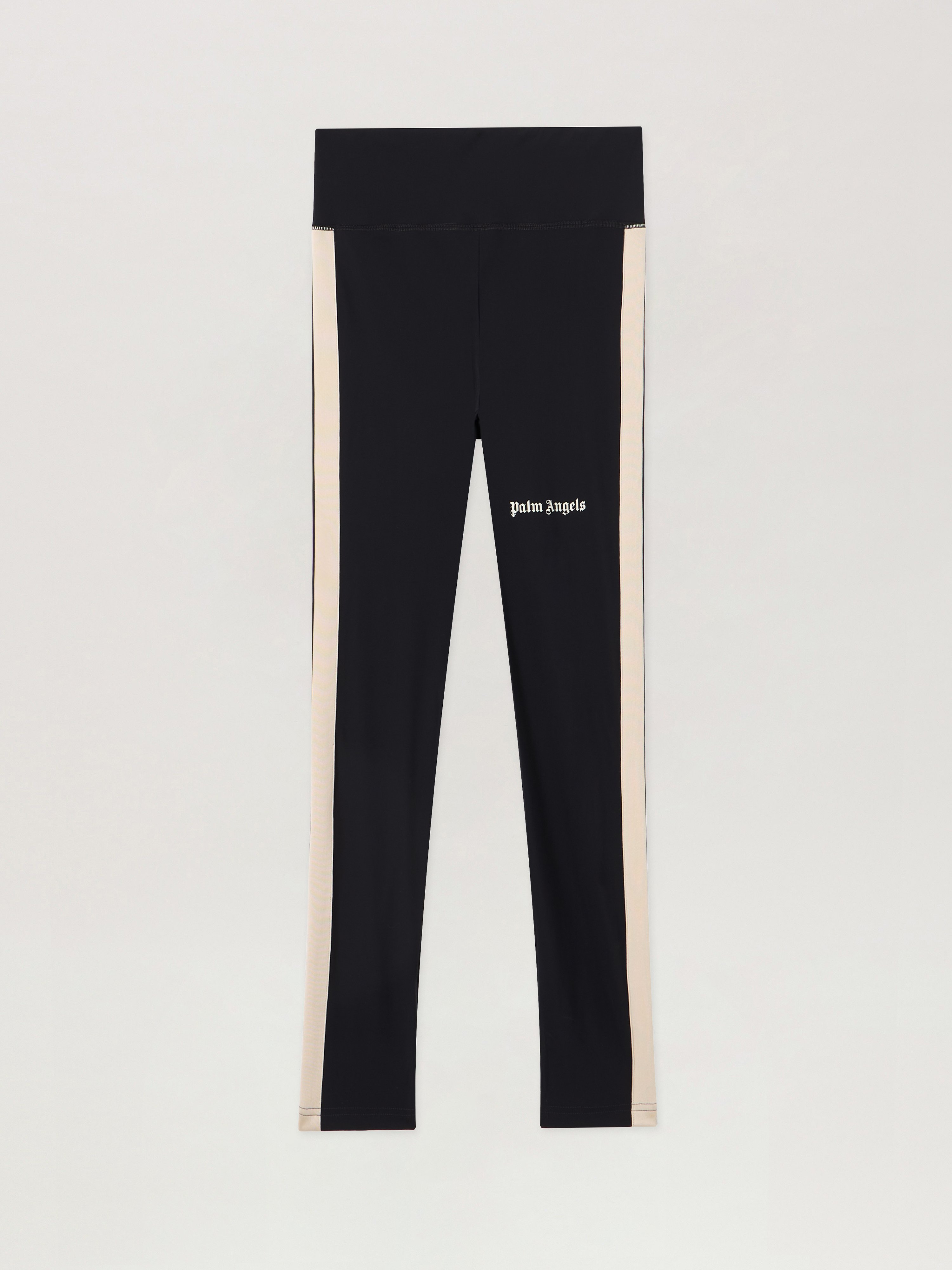 Palm Angels Black Leggings With Contrasting Stripes In Stretch Polyamide Woman