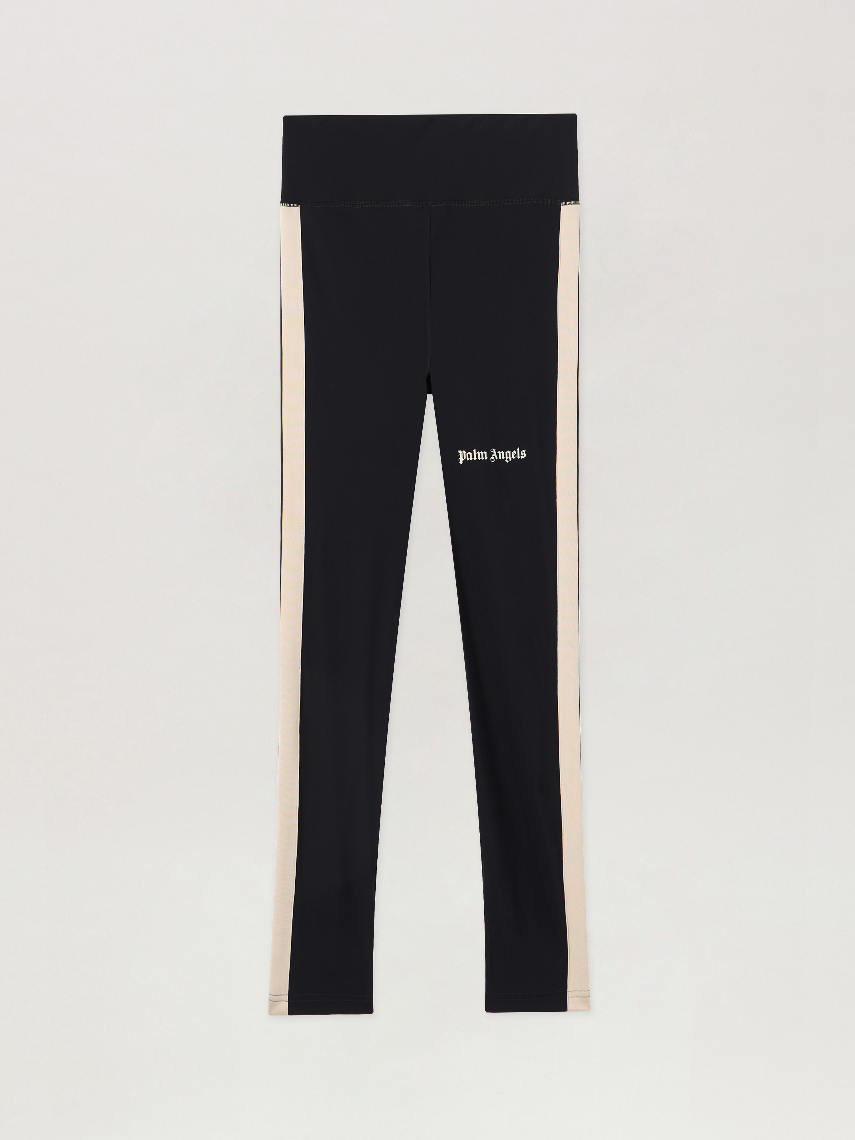 Palm Angels Black Leggings With Contrasting Stripes In Stretch Polyamide Woman