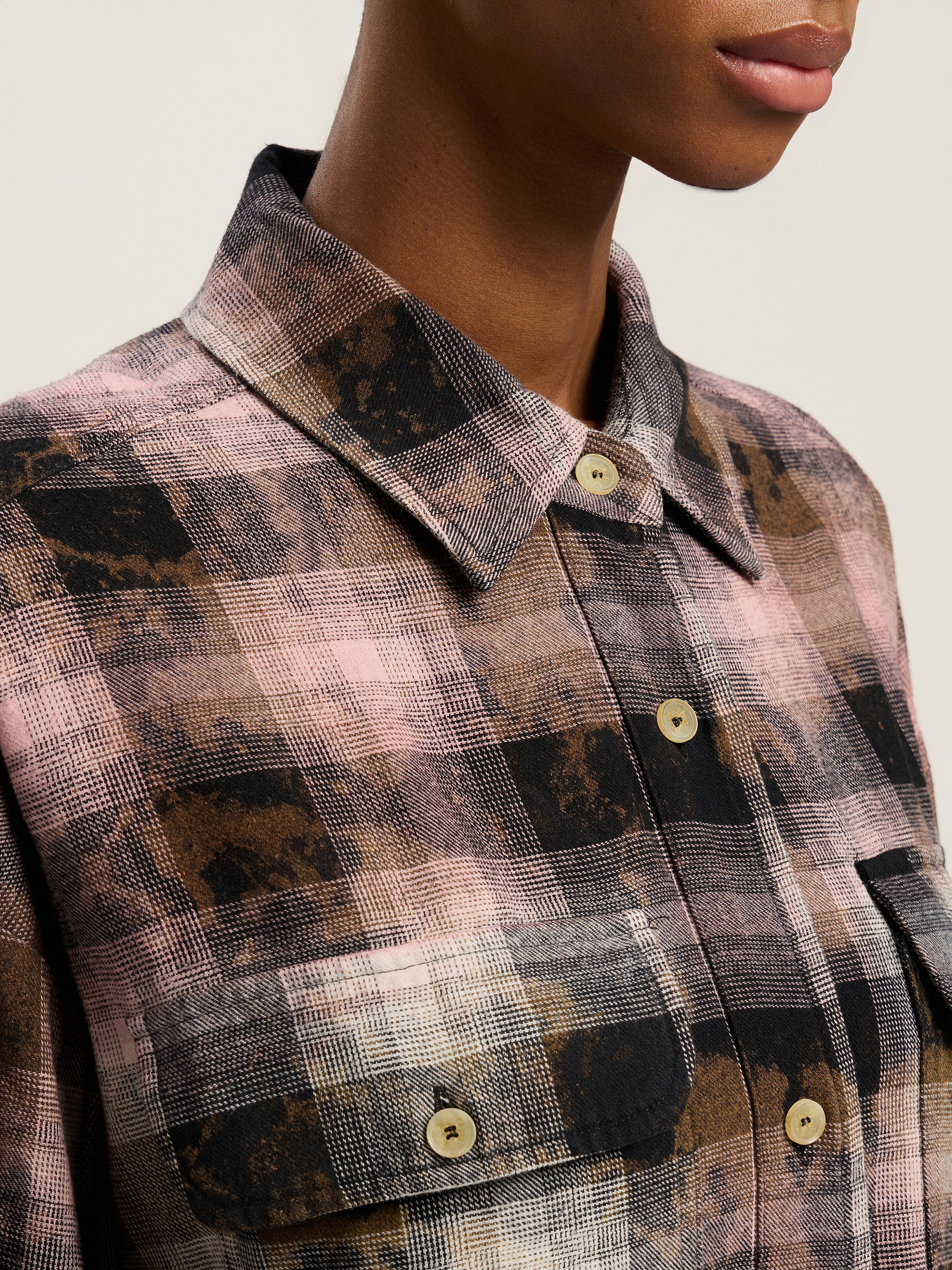 Palm Angels Curved Logo Coated Checkshirt In Brown