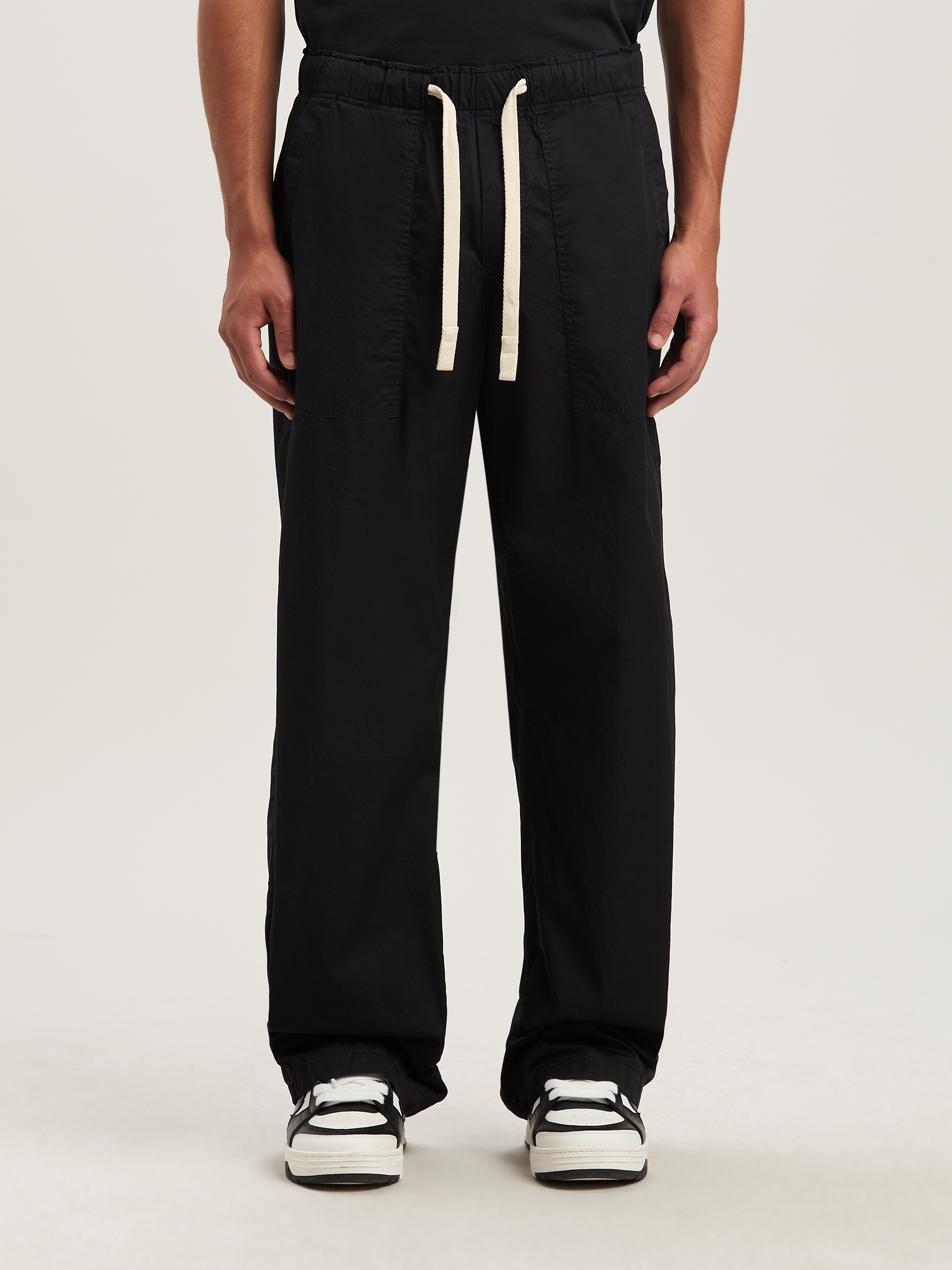 Palm Angels Black Pxp Washed Palm Chino Trousers