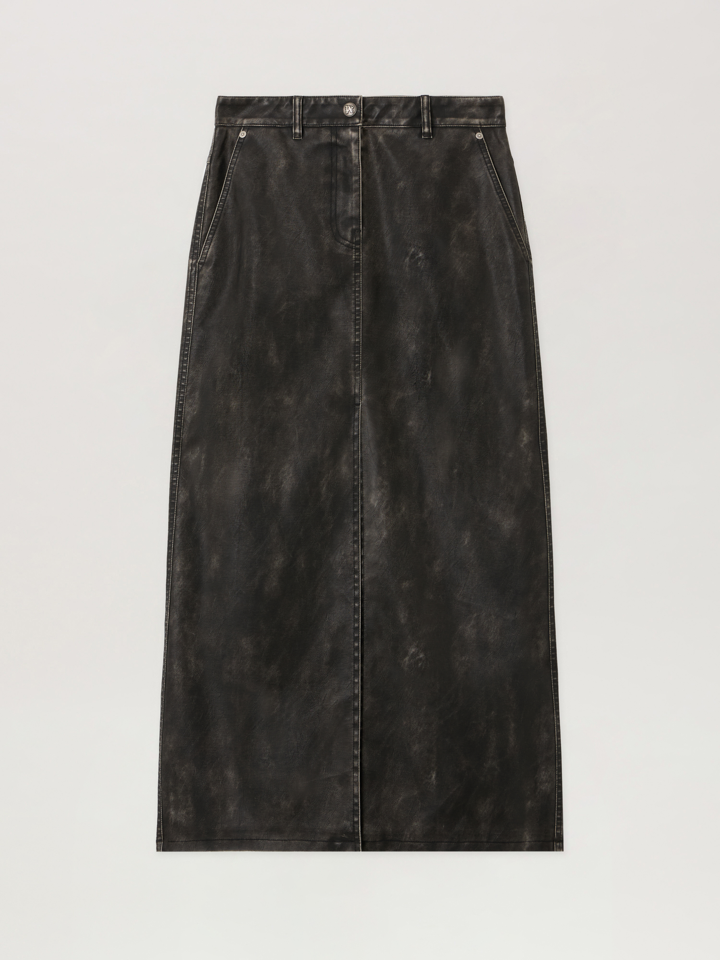 Palm Angels Curved Logo Coated Long Skirt