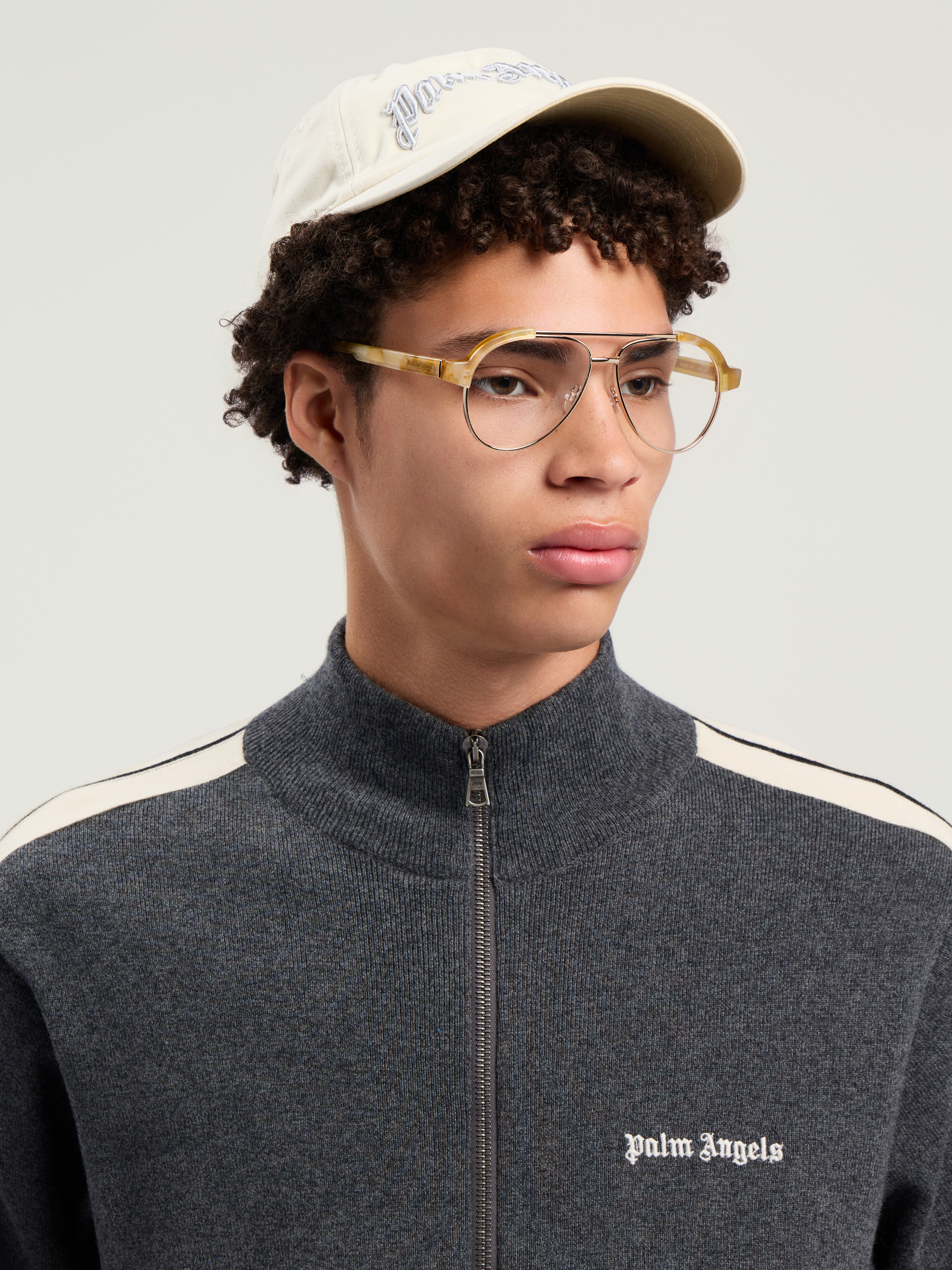 Palm Angels Curved Logo Tonal Cap In Neutral