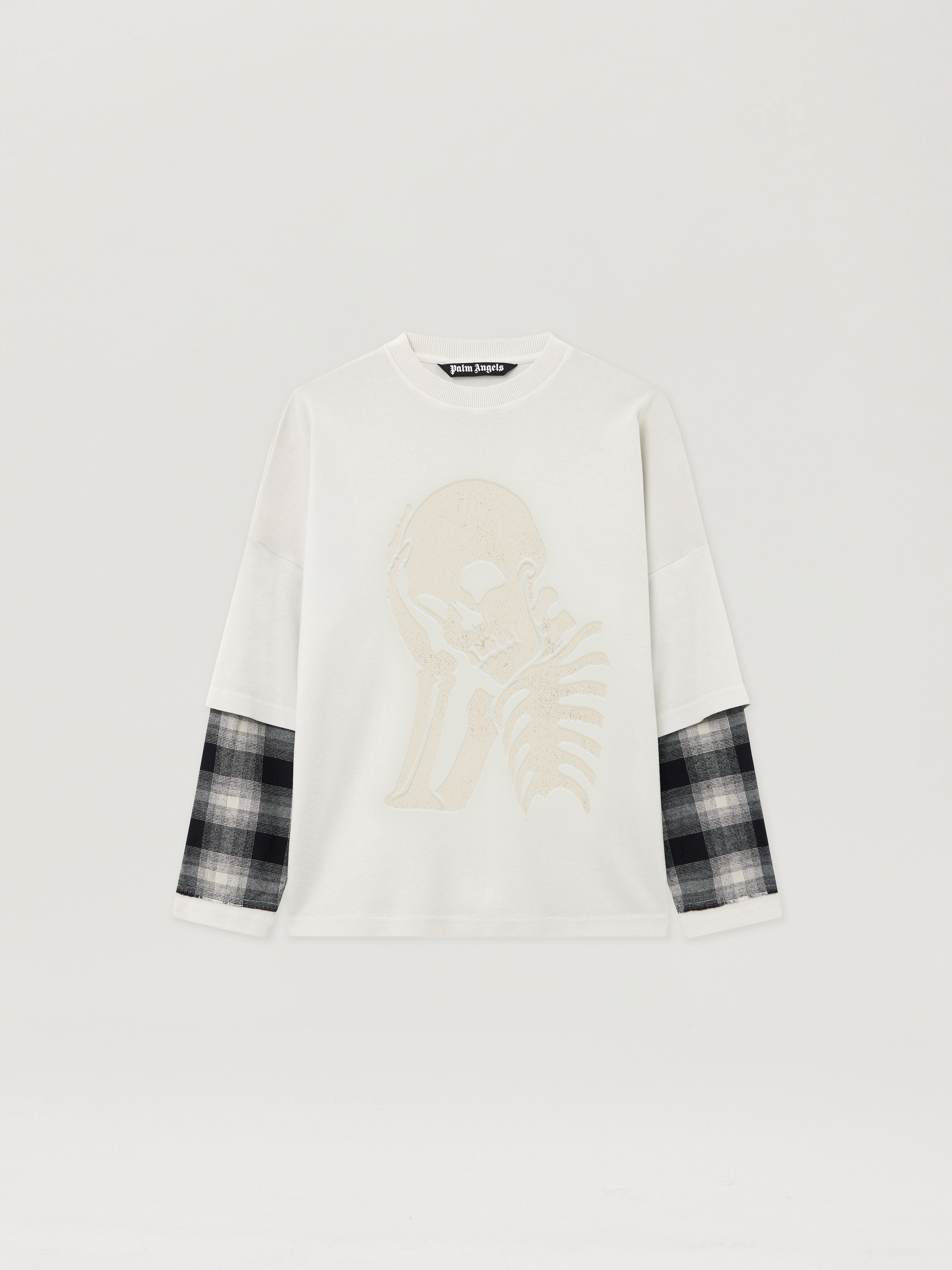 Palm Angels Skull Double Layer T-shirt In White