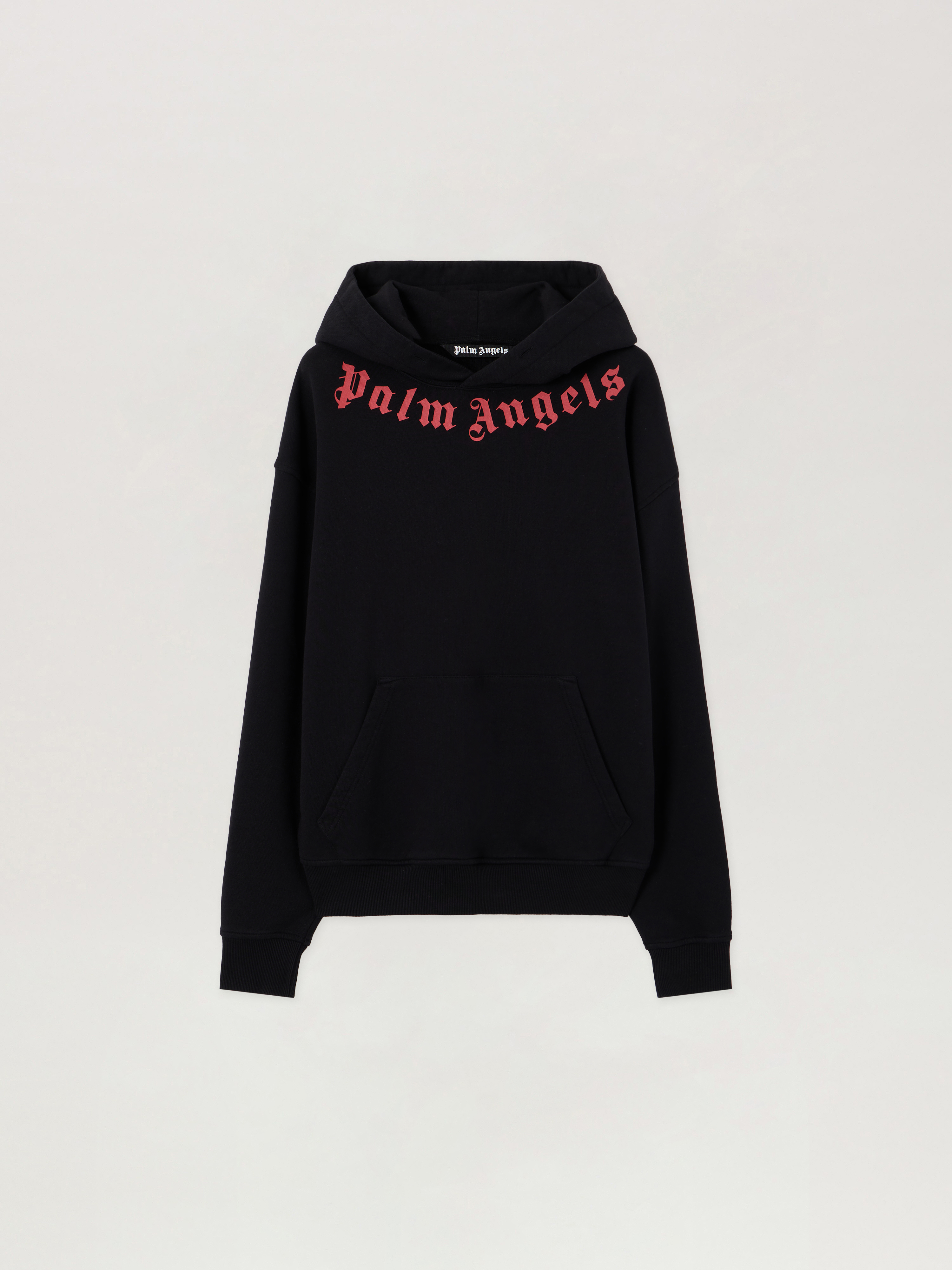 Palm Angels Men's Logo Neck Cotton Hoodie In Black