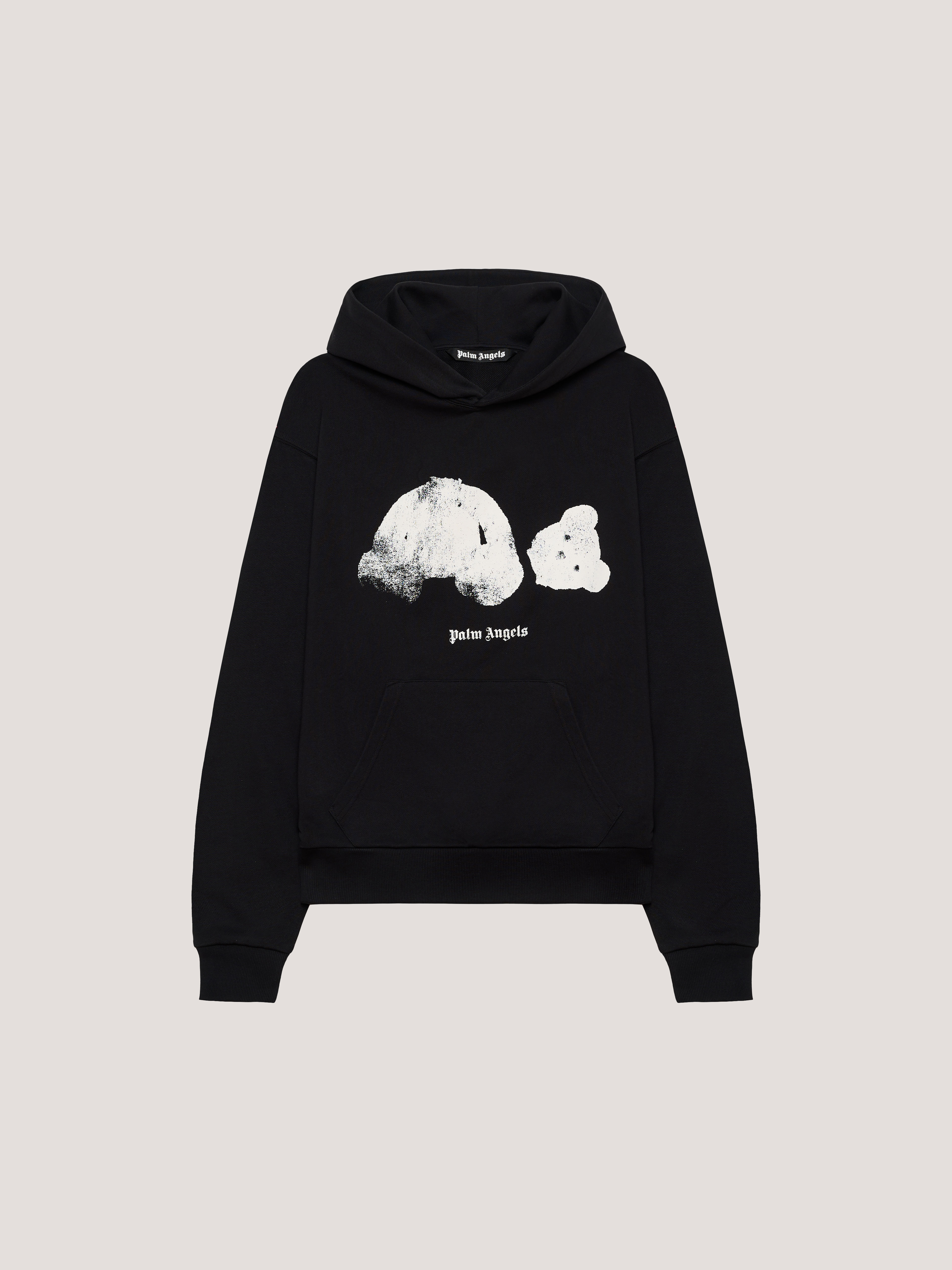 Palm Angels Black/White Spray Broken Bear Hoodie Man