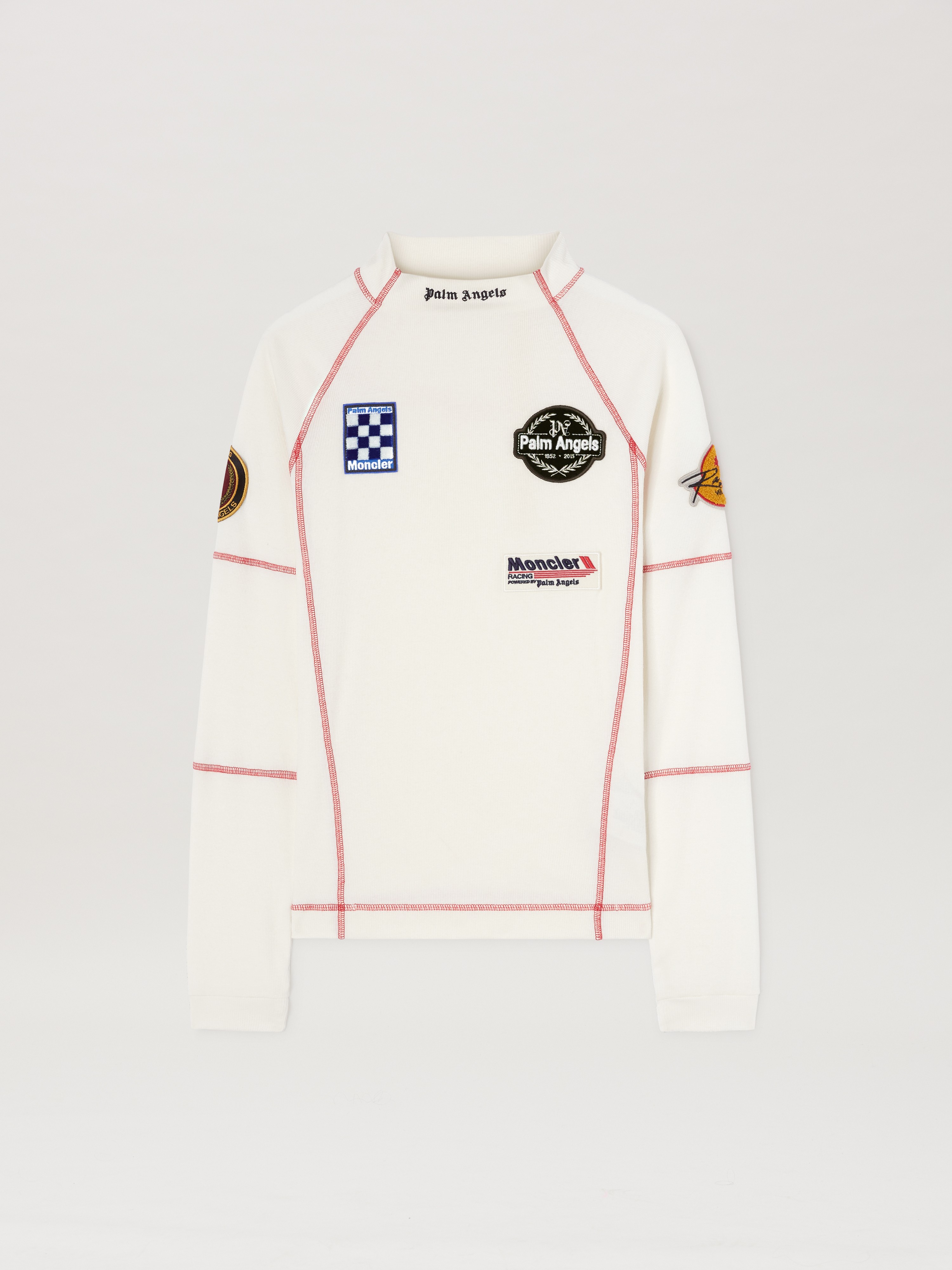 Langärmliches Racing T-Shirt Moncler x Palm Angels in WHITE