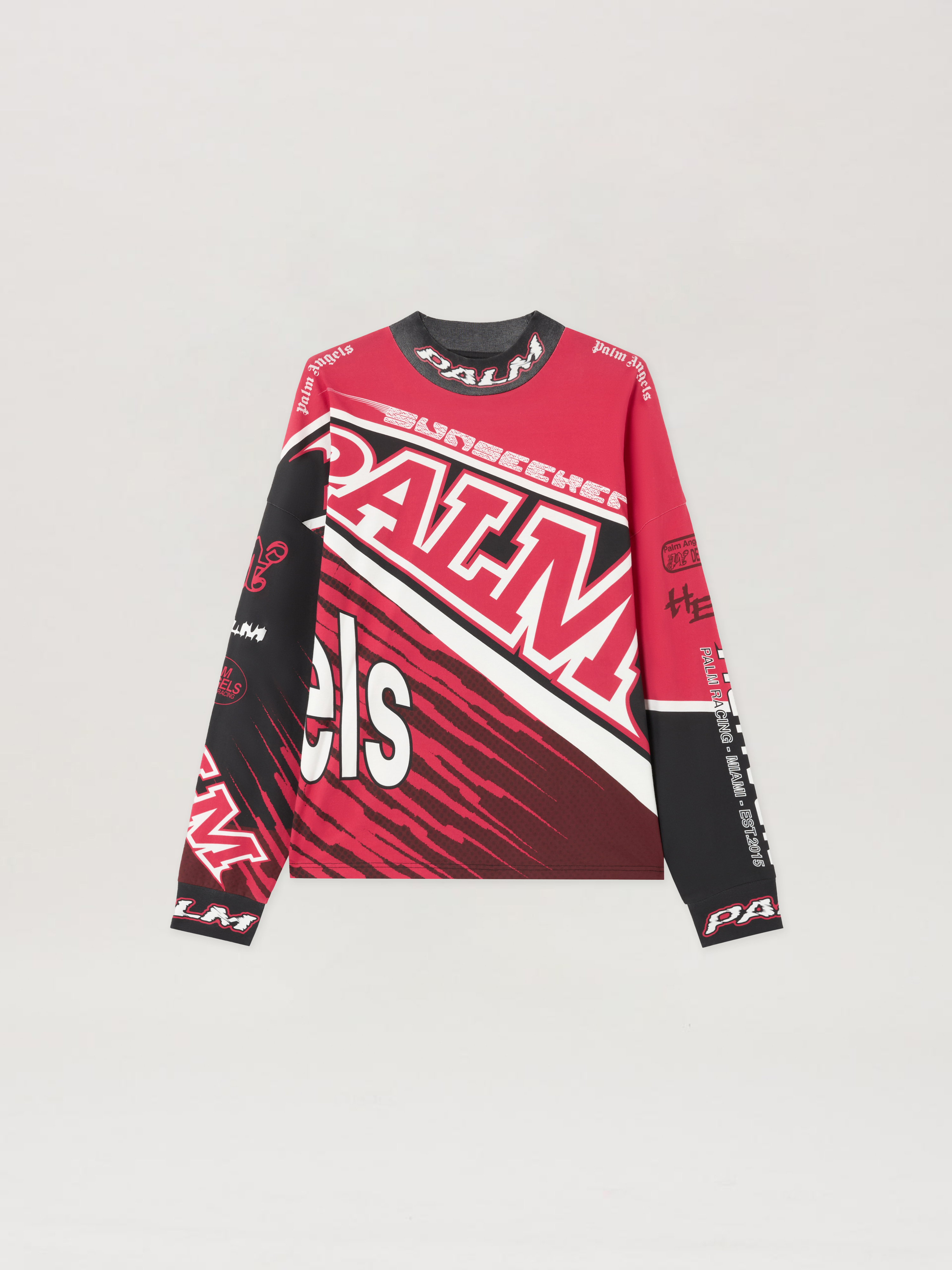 Racing Loose Long-Sleeved T-Shirt in RED BLACK for Men | Palm Angels®