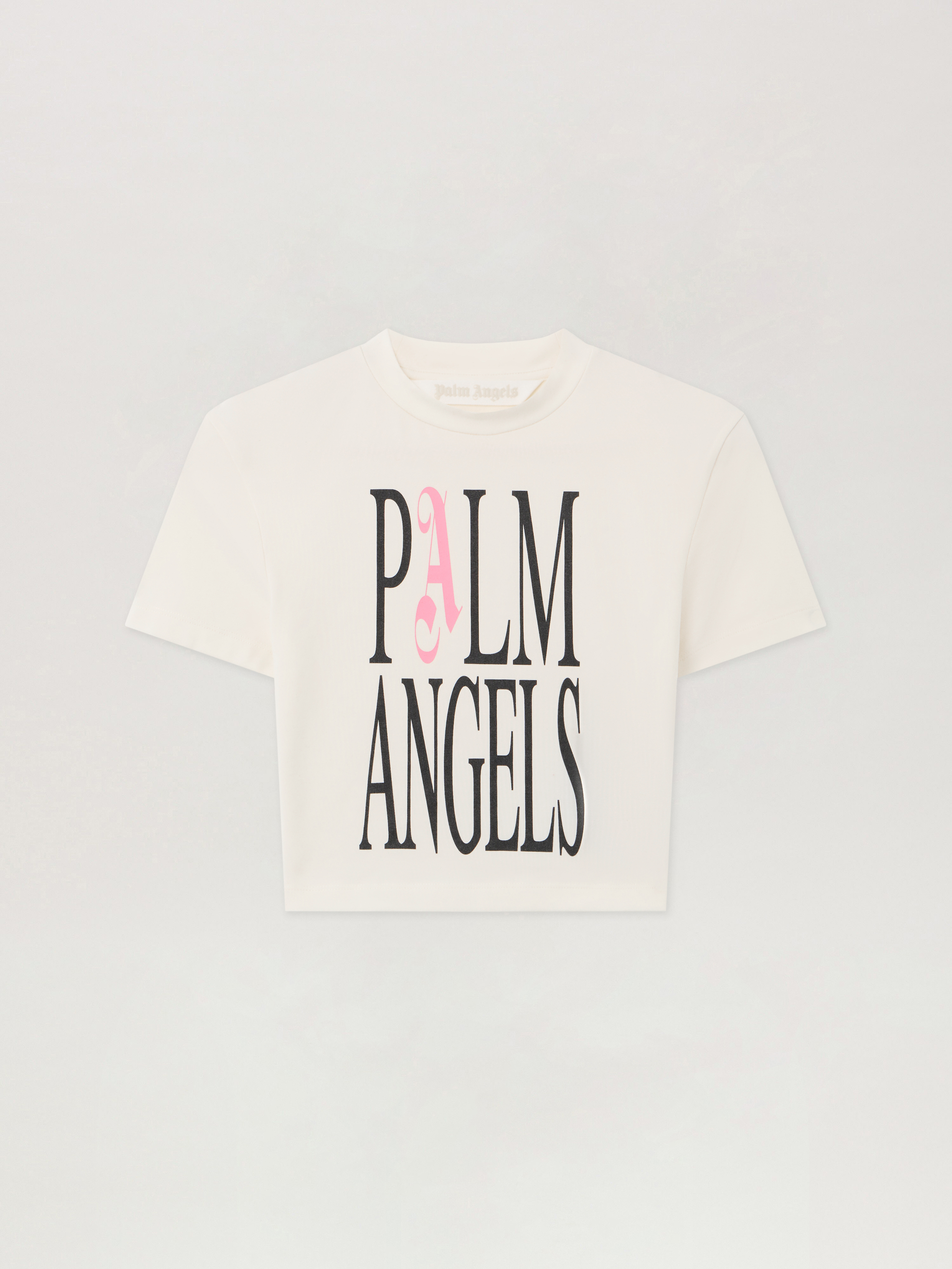 Flames Logo Baby Tee in OFF WHITE - BLACK for Women | Palm Angels®