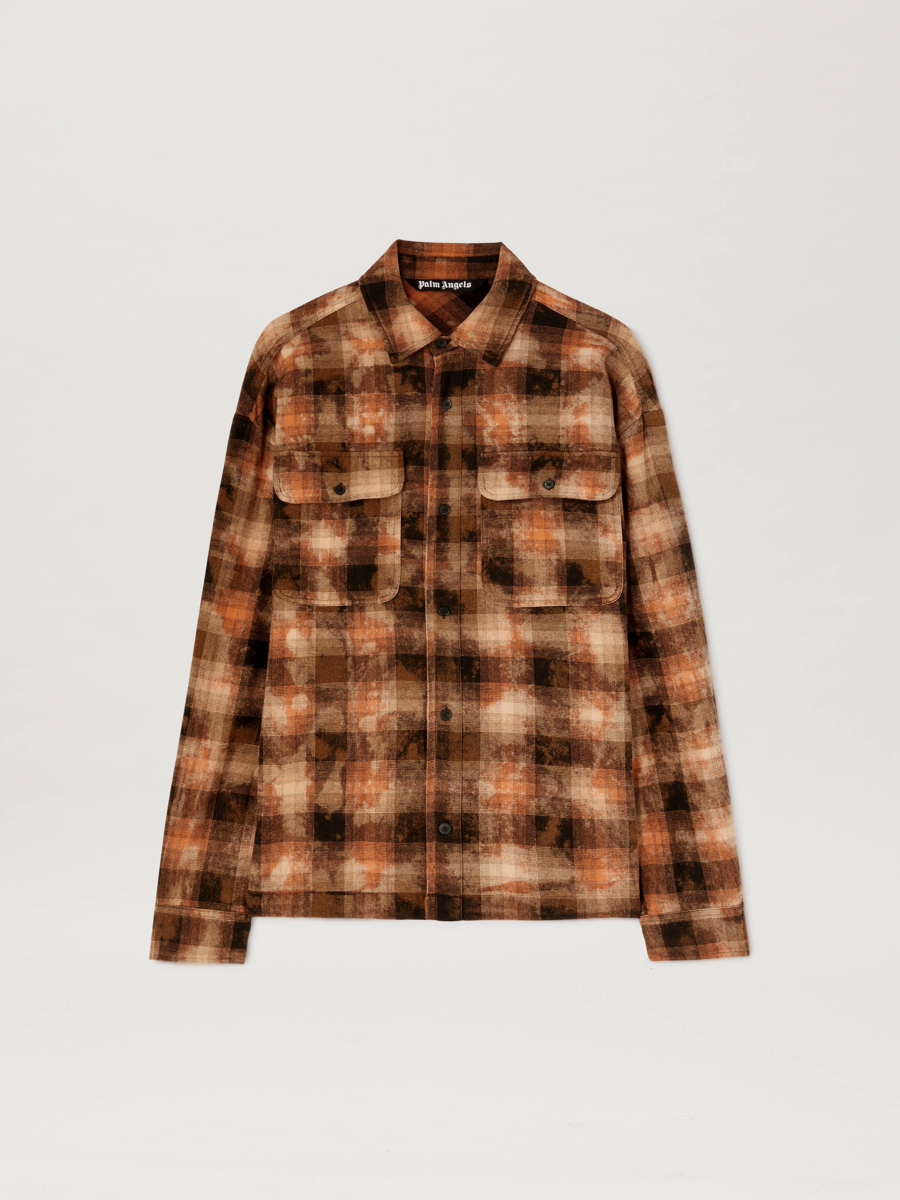 Palm Angels BEAR IN MIND CHECK SHIRT LS ORANGE - BRO