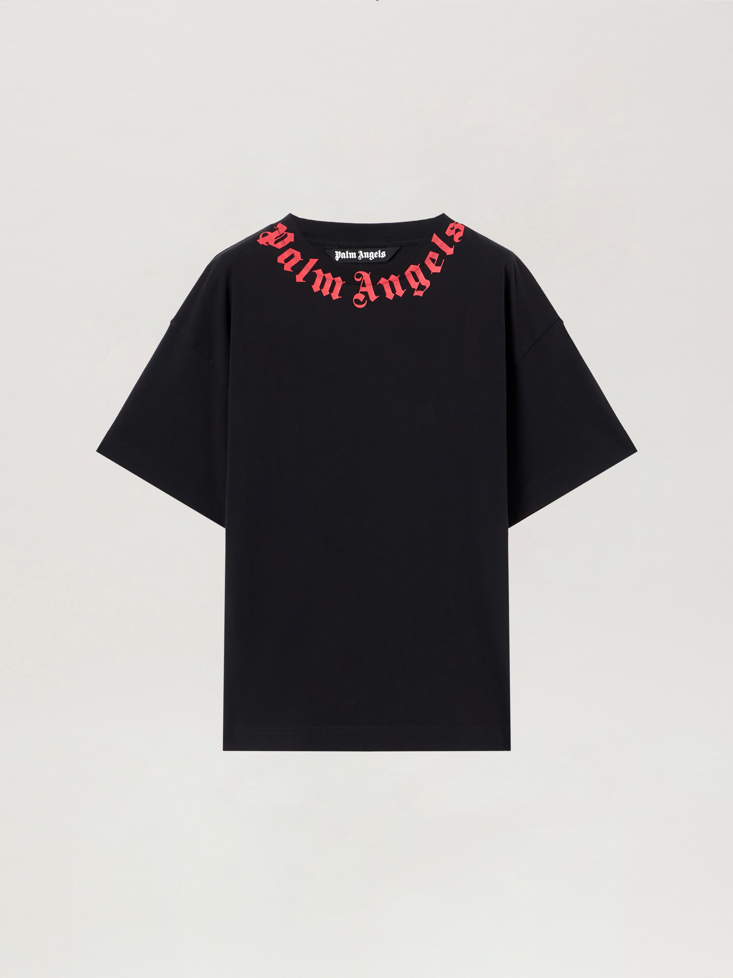 Palm Angels Men Black Neck Logo T-shirt, Xs Luxury T-shirts For Men Darveys