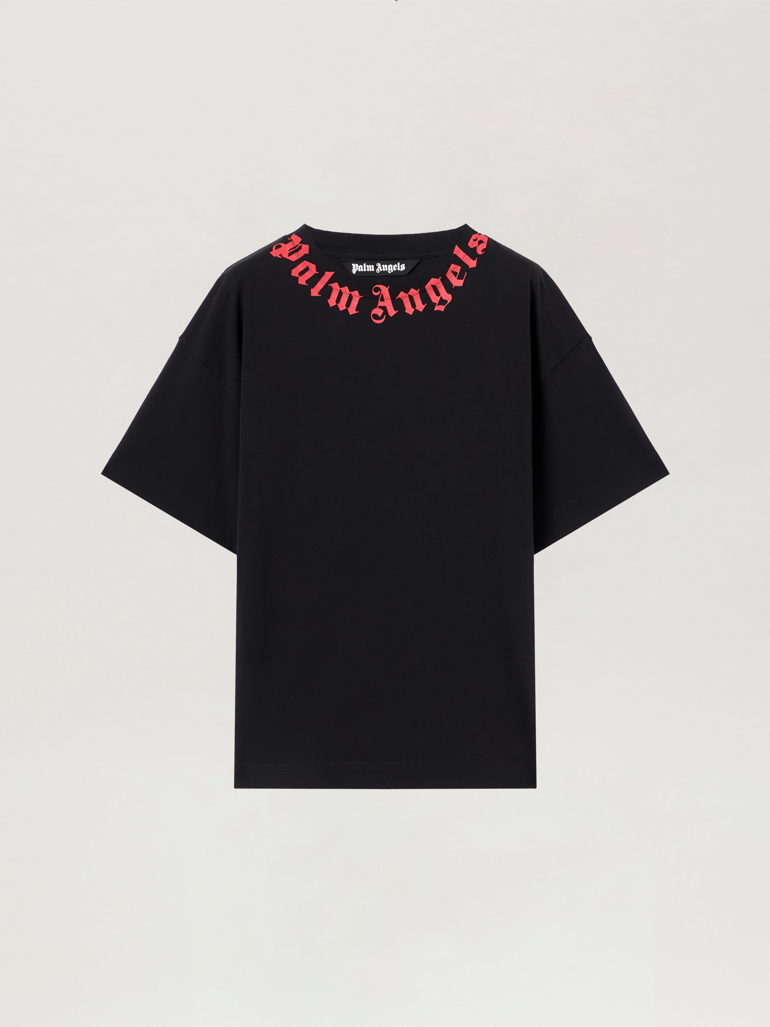 Palm Angels Men Black Neck Logo T-shirt, Xs Luxury T-shirts For Men Darveys