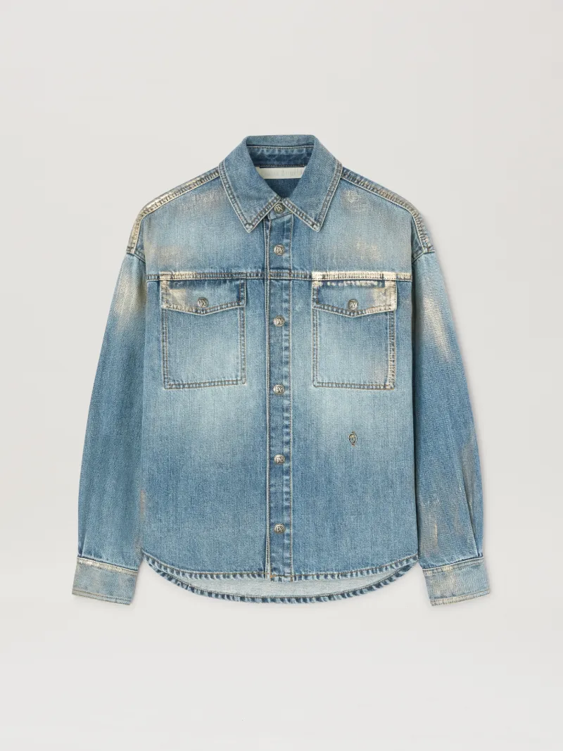 Metal brushed denim shirt in MEDIUM BLUE - SILVER for Women