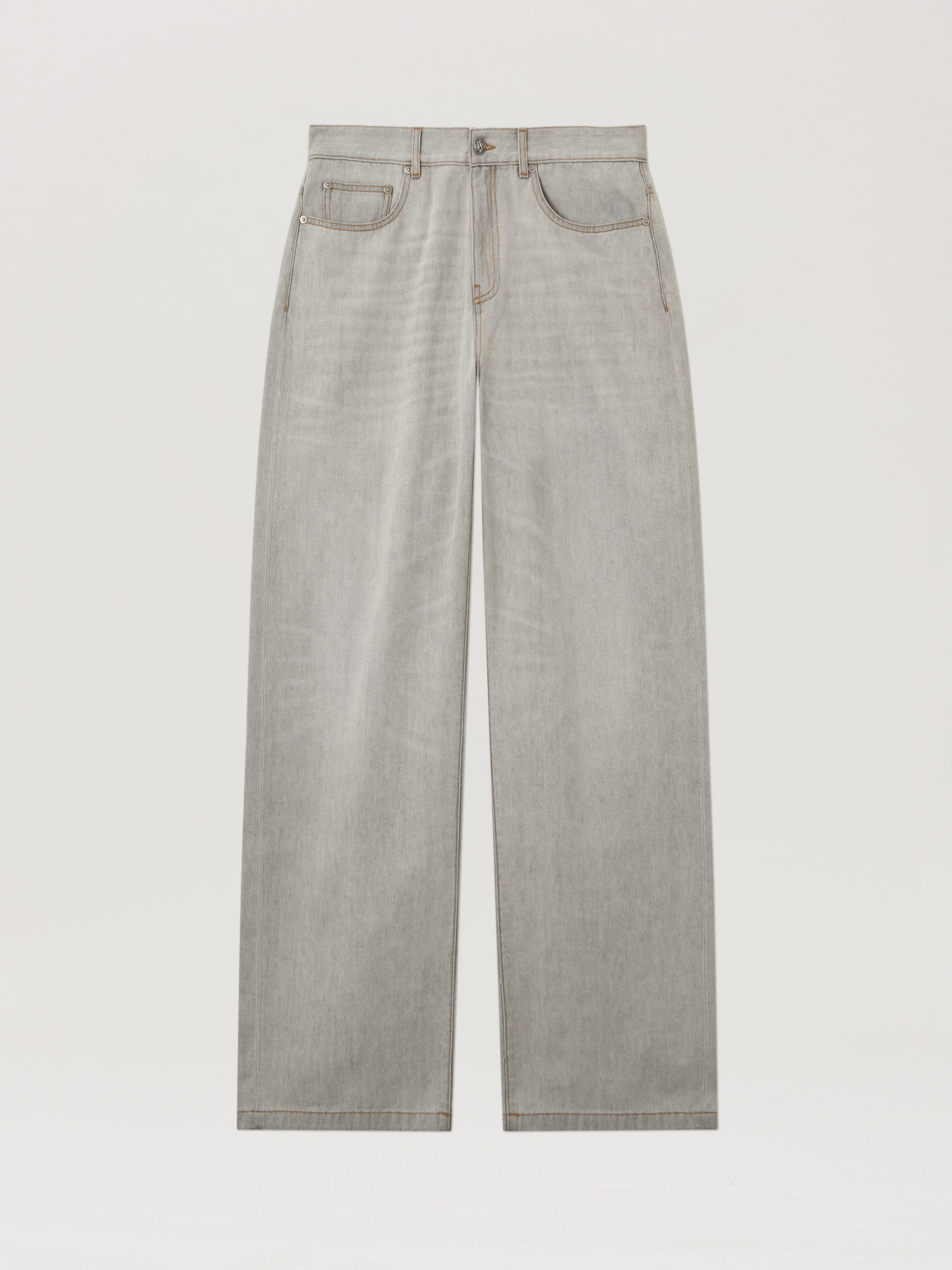 Palm Angels Curved Logo Loose Denim Pants