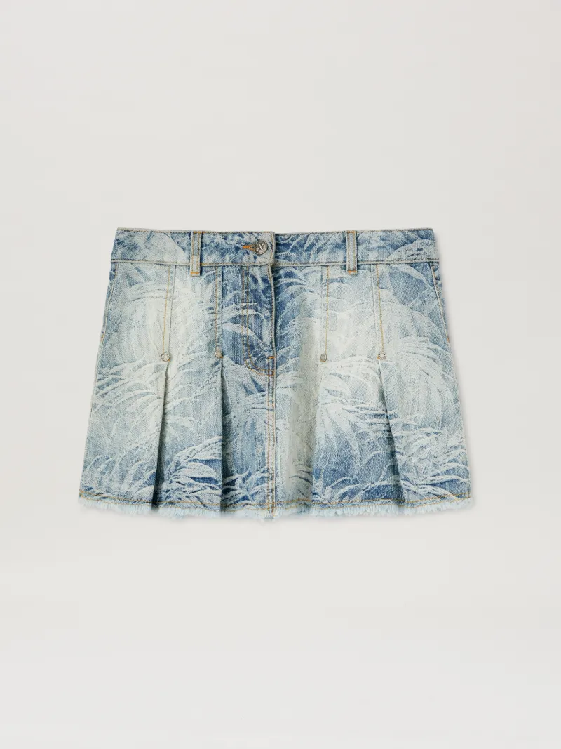 Palm Angels Palms Jacquared Denim Miniskirt