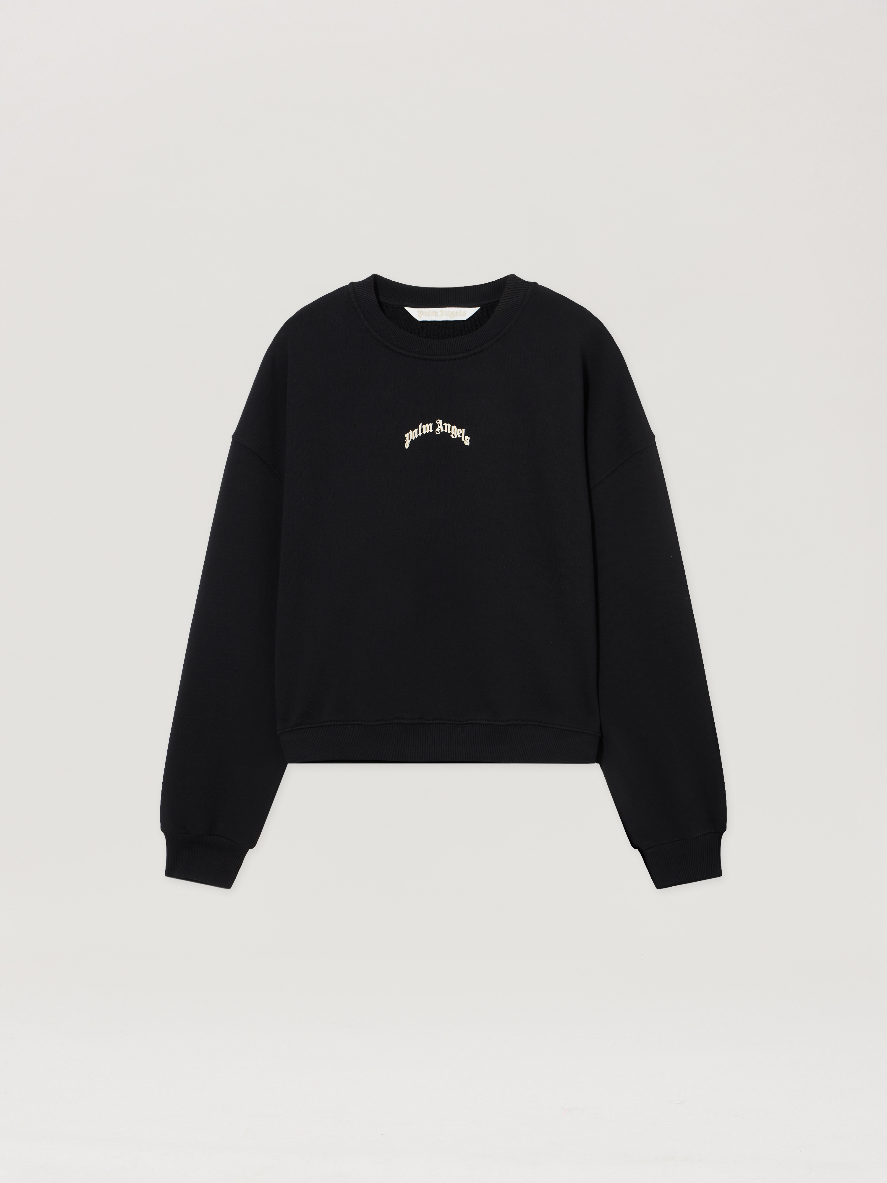 Curved Logo Crop Sweatshirt in BLACK TOFU for Women | Palm Angels®