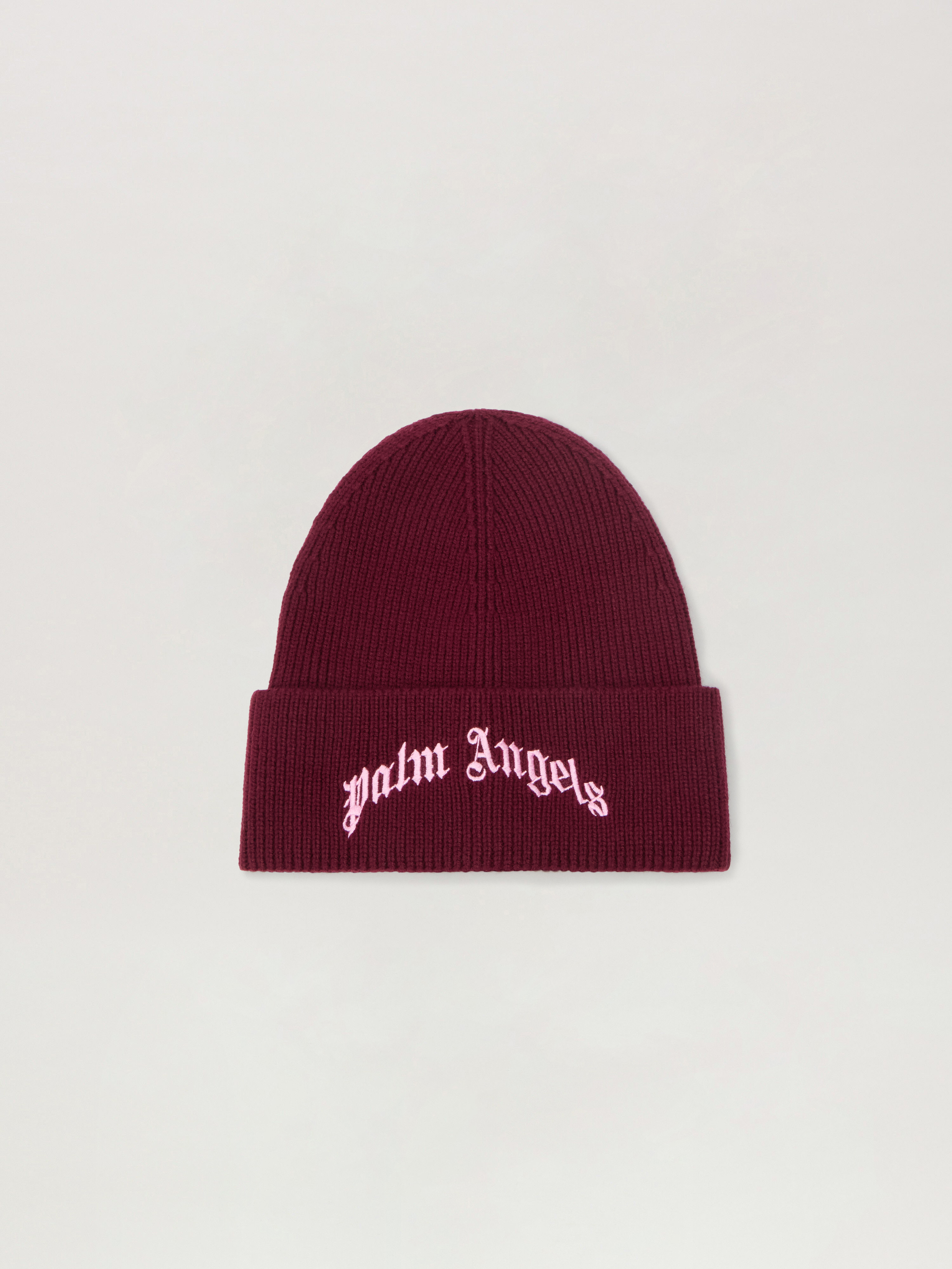 Palm Angels Curved Logo Beanie In Red
