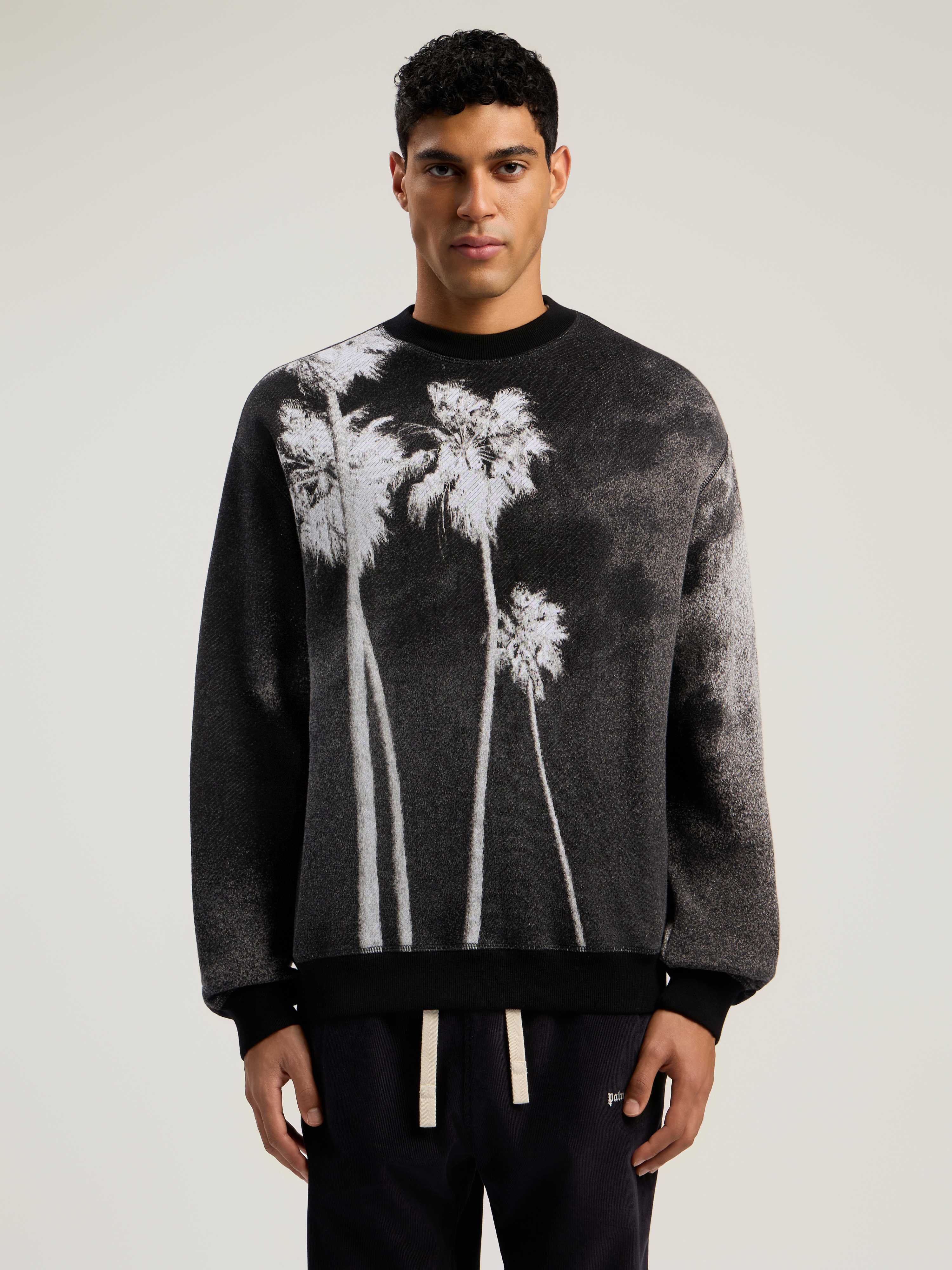  Palm Angels Decoding Palm Culture Sweater Man  Black - White 