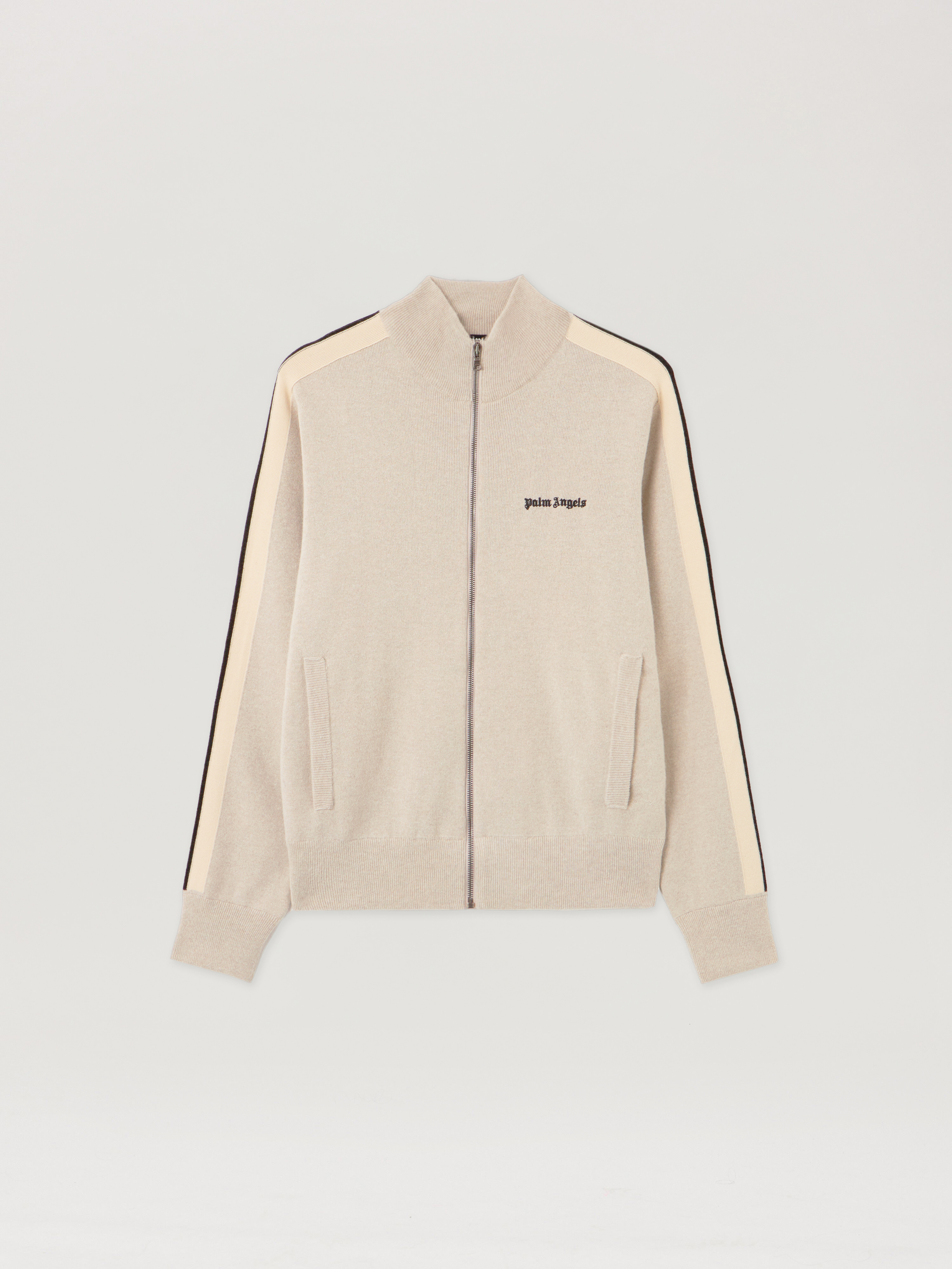 Classic Logo Knit Track Jacket in LIGHT BEIGE - BLACK for Men
