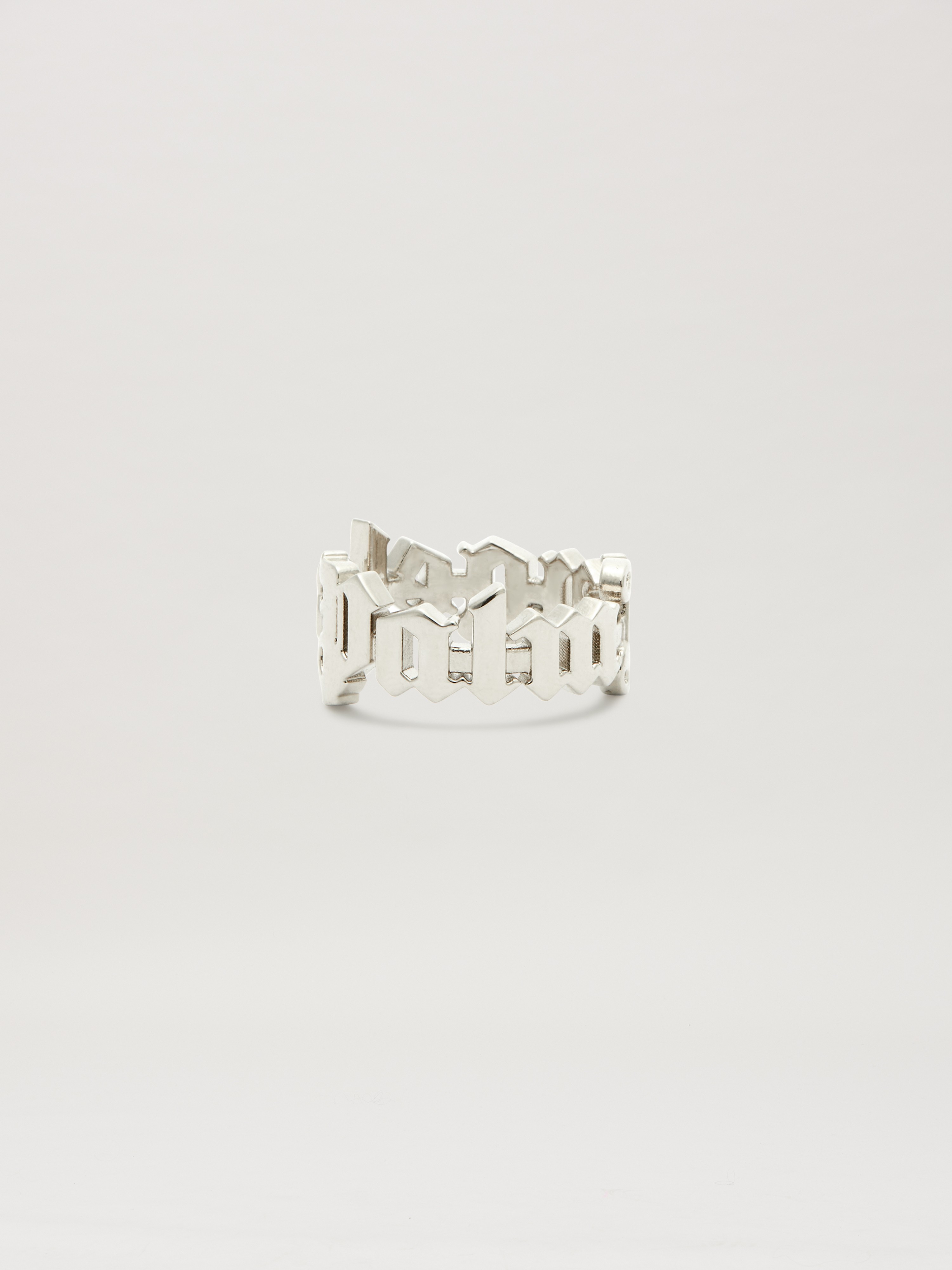 Palm Angels CLASSIC LOGO ROUNDED RING SILVER - SILVE