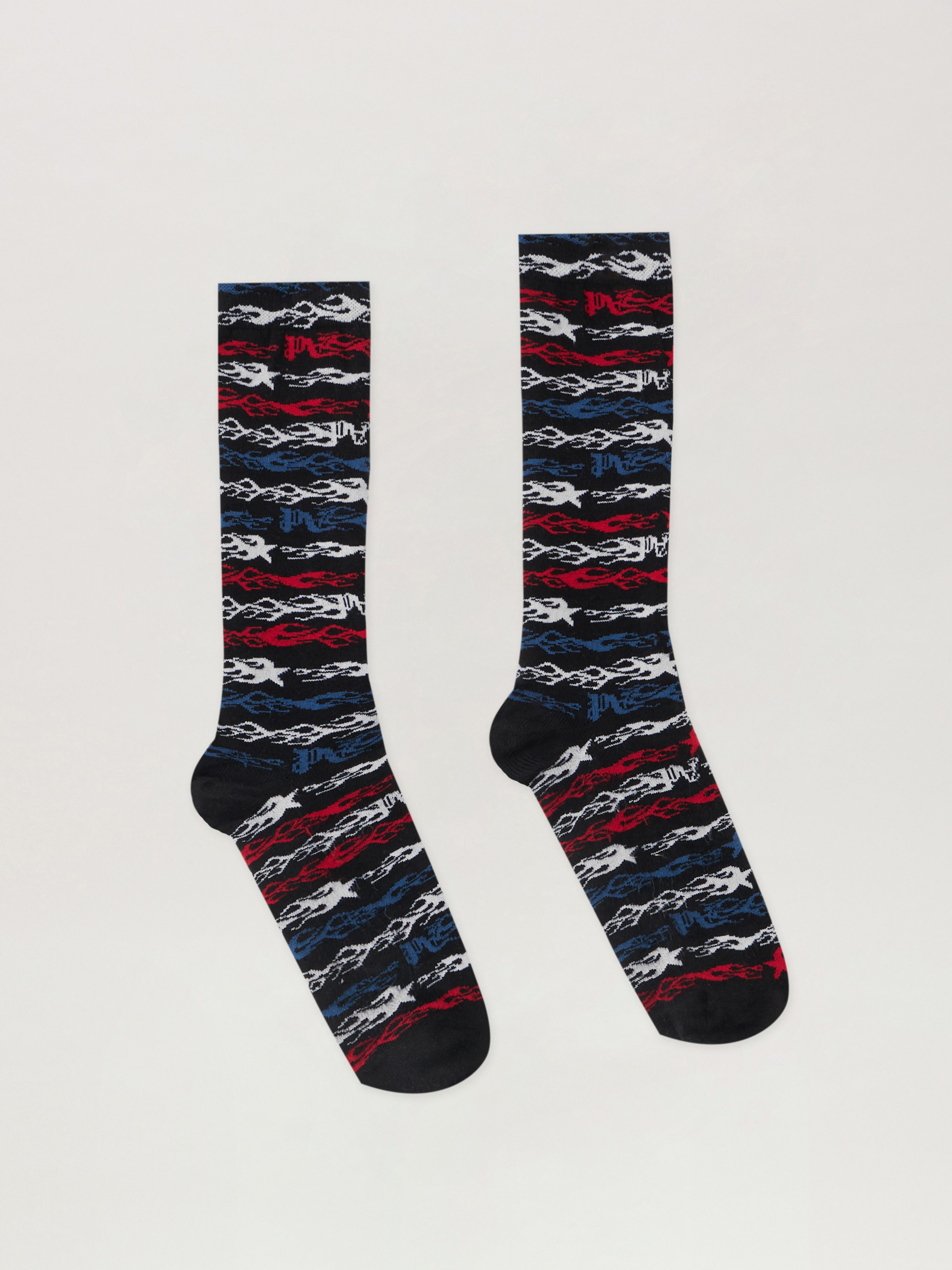 Palm Angels Flames Flag Jacquard Socks In Multi
