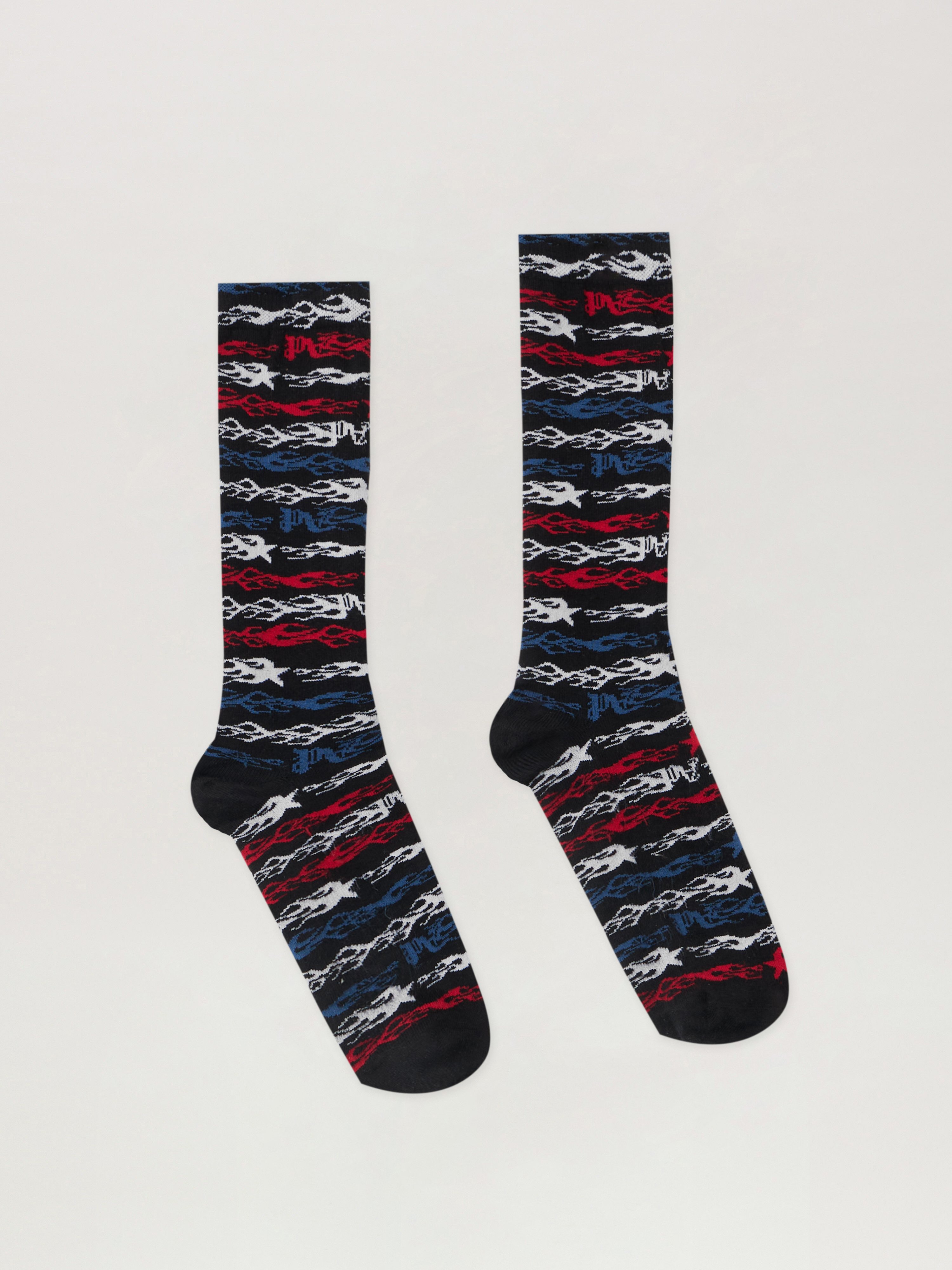  Palm Angels Flames Flag Jacquard Socks Man  Black - Multicolor 