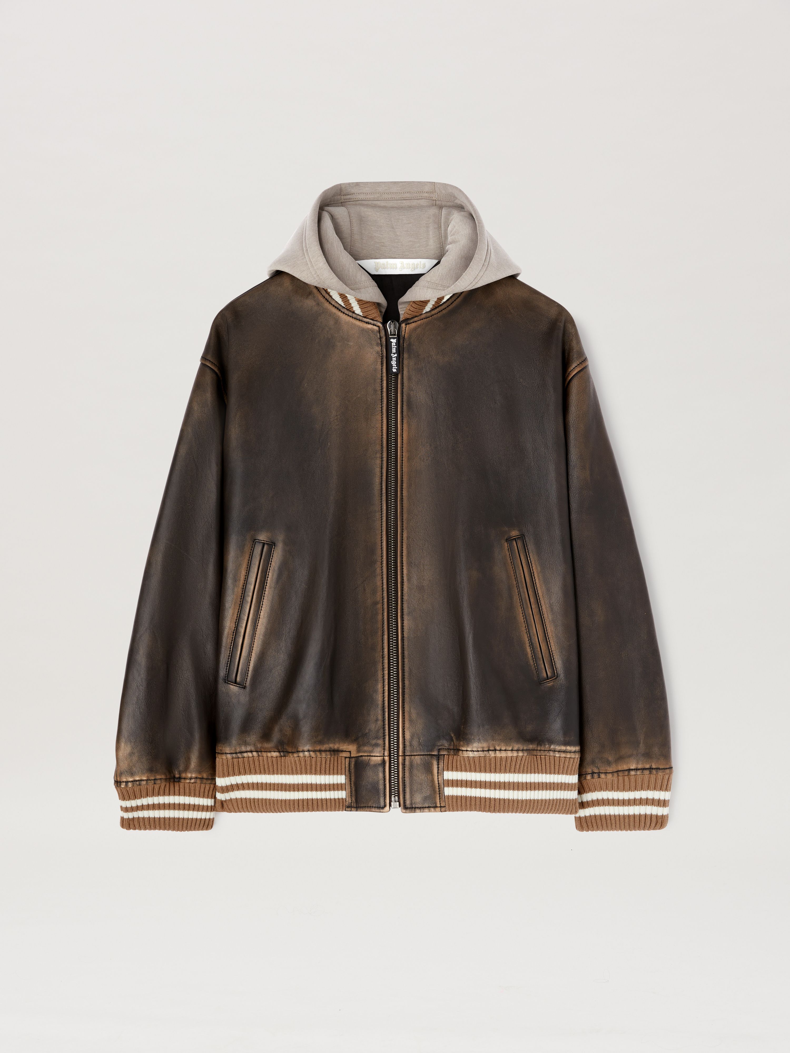 Palm Angels Curved Logo Leather Bomber