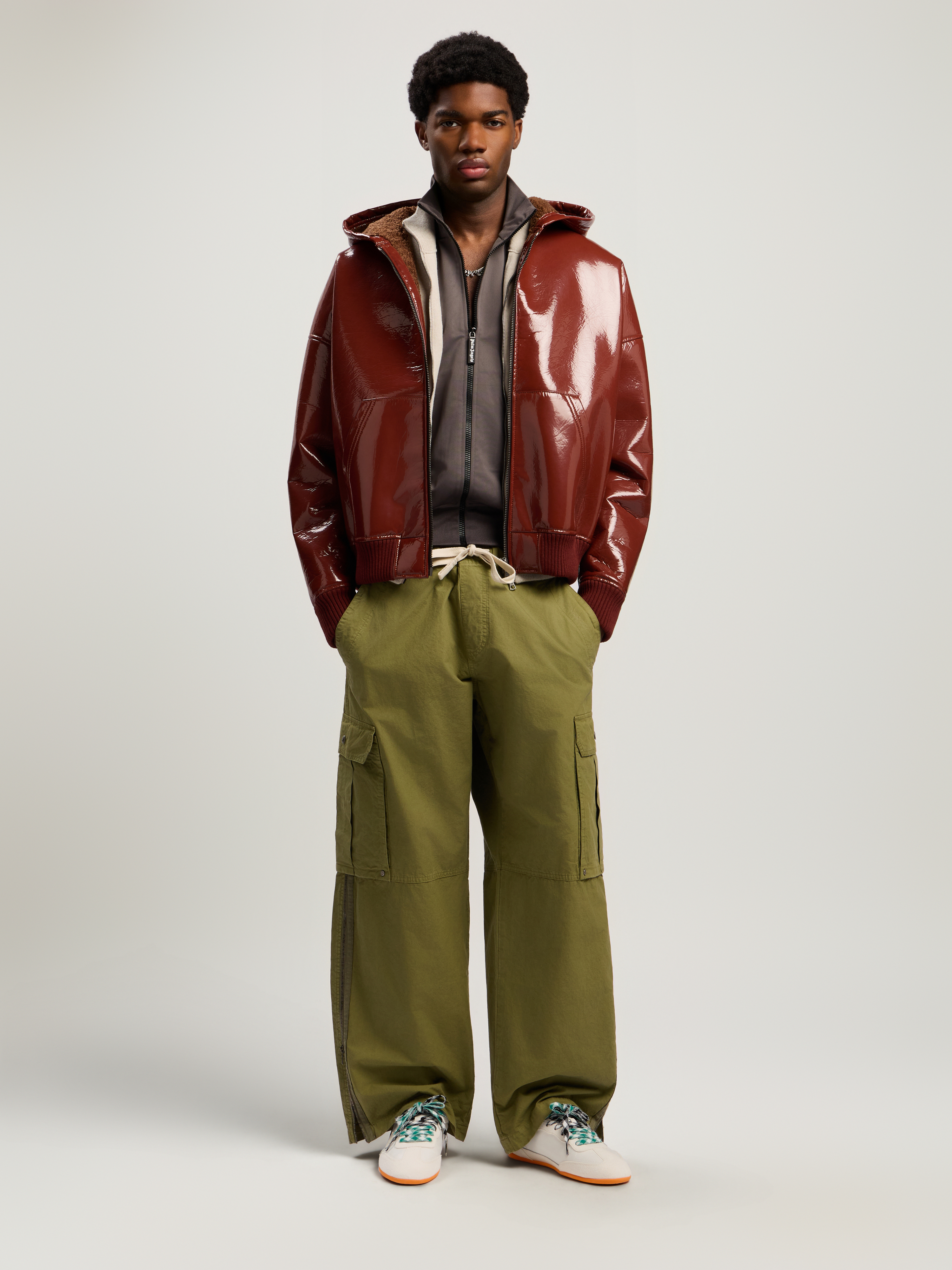 Palm Angels Curved Logo Bomber Jacket In Red