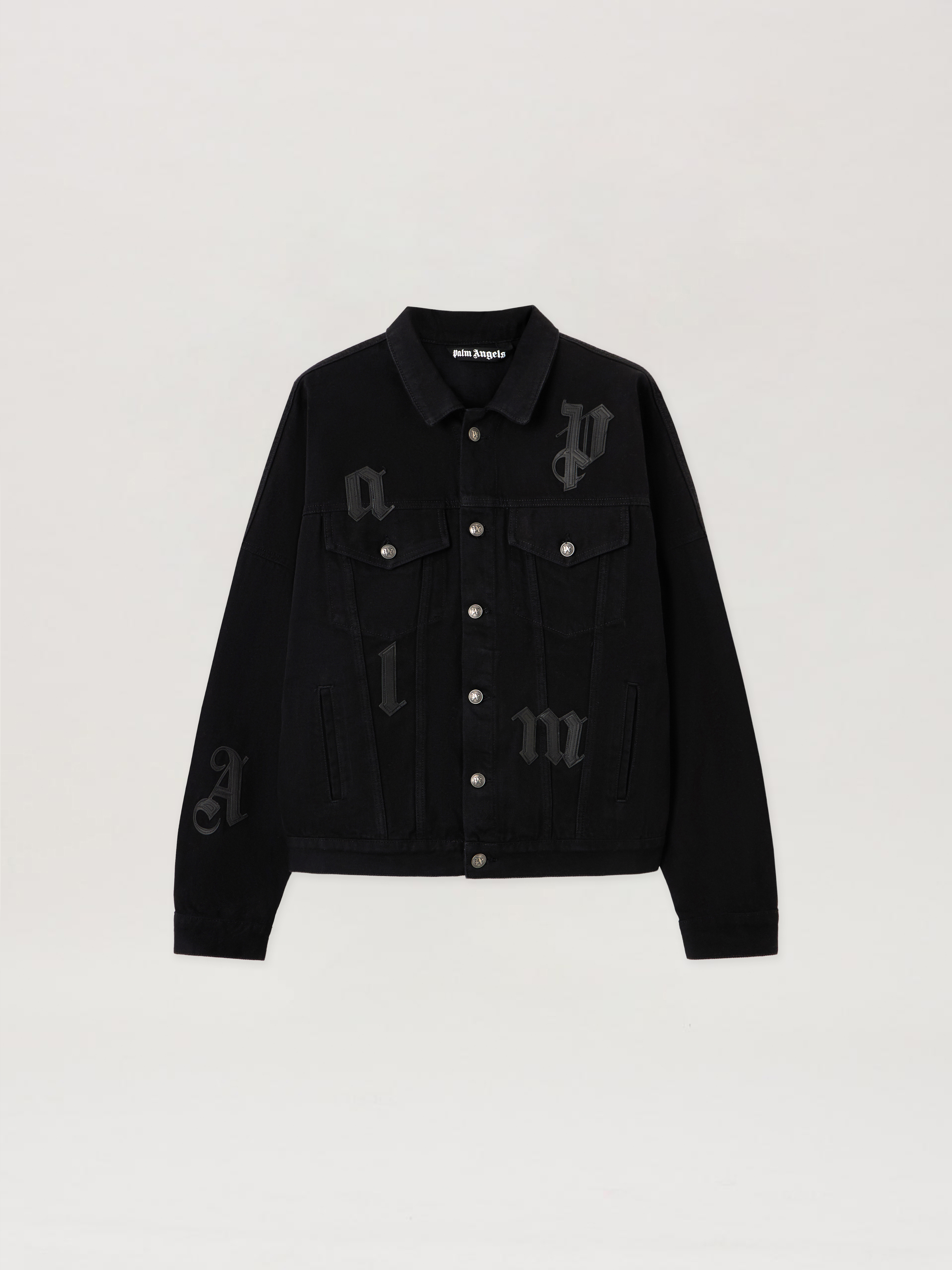 Gothic Logo Denim Jacket in BLACK BLACK for Men Palm Angels®