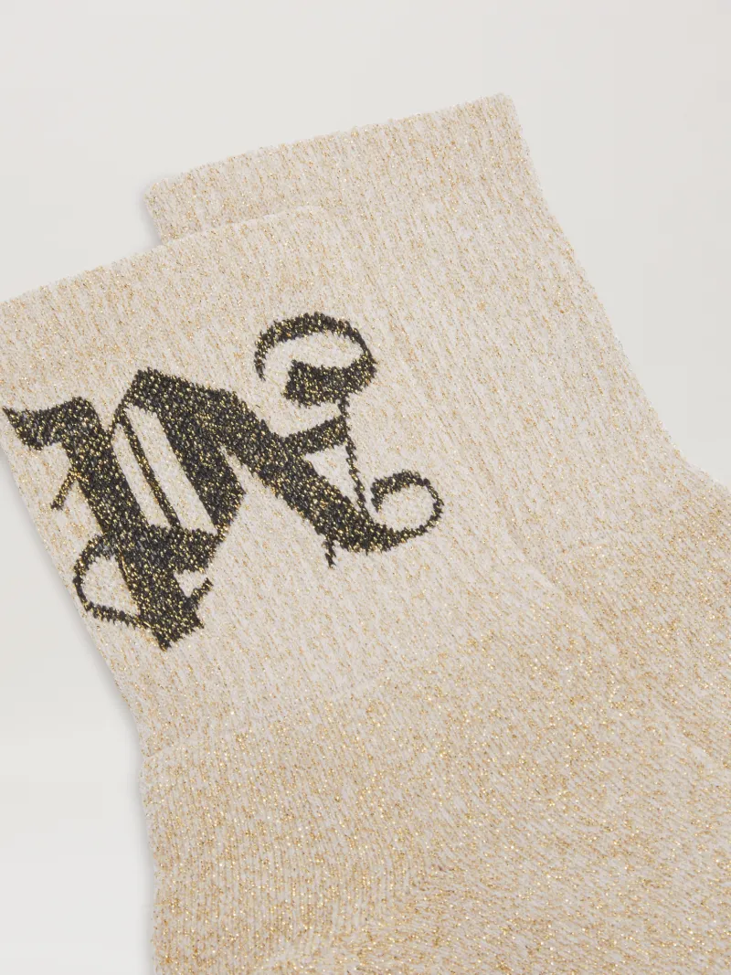 Palm Angels Lurex Short Socks With Monogram