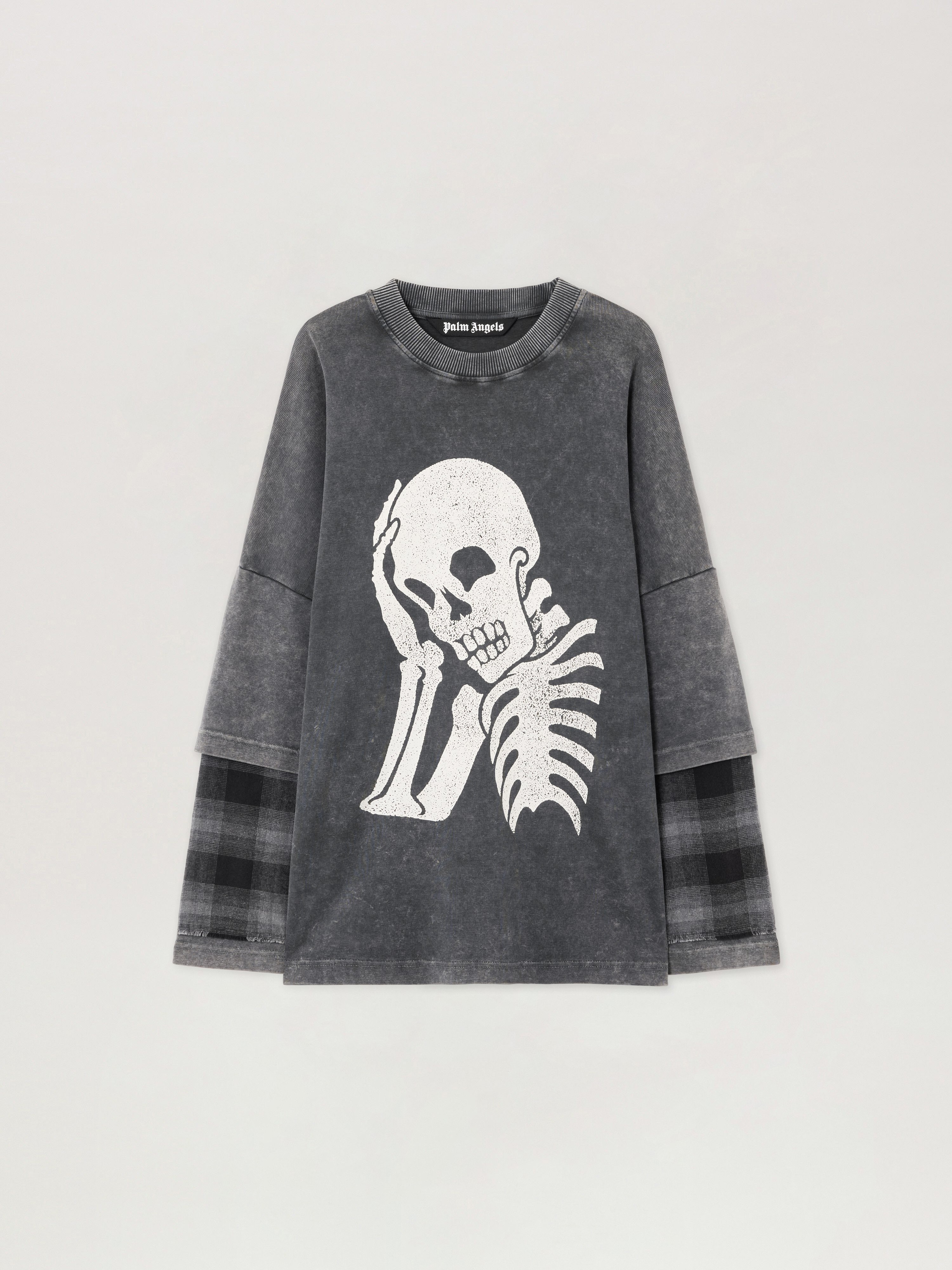 Skull Double Long-Sleeved Shirt in BLACK OFF WHITE for Men | Palm 