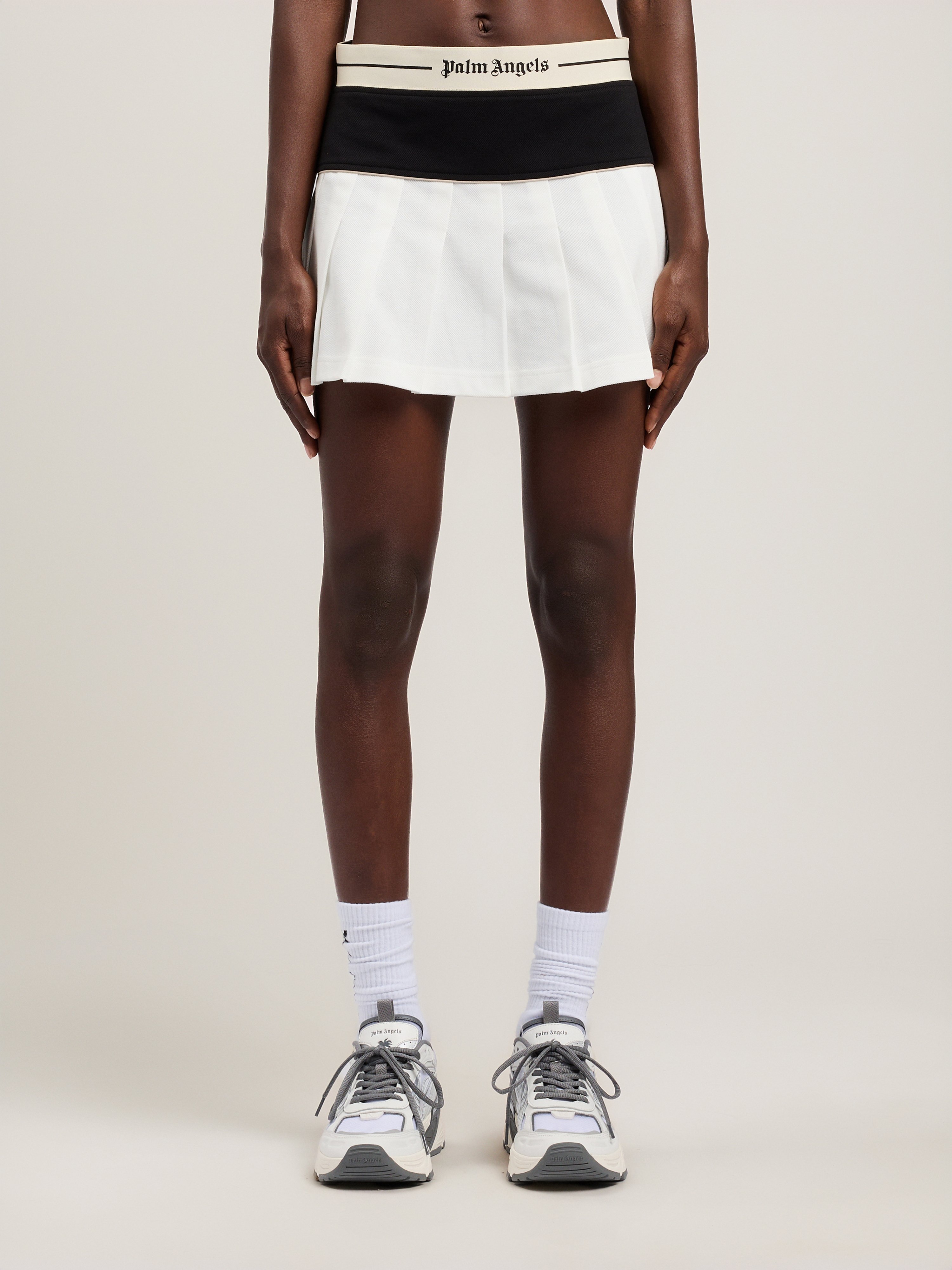 Palm Angels Logo Skirt Straight Cut Contrast Waistband In Multi