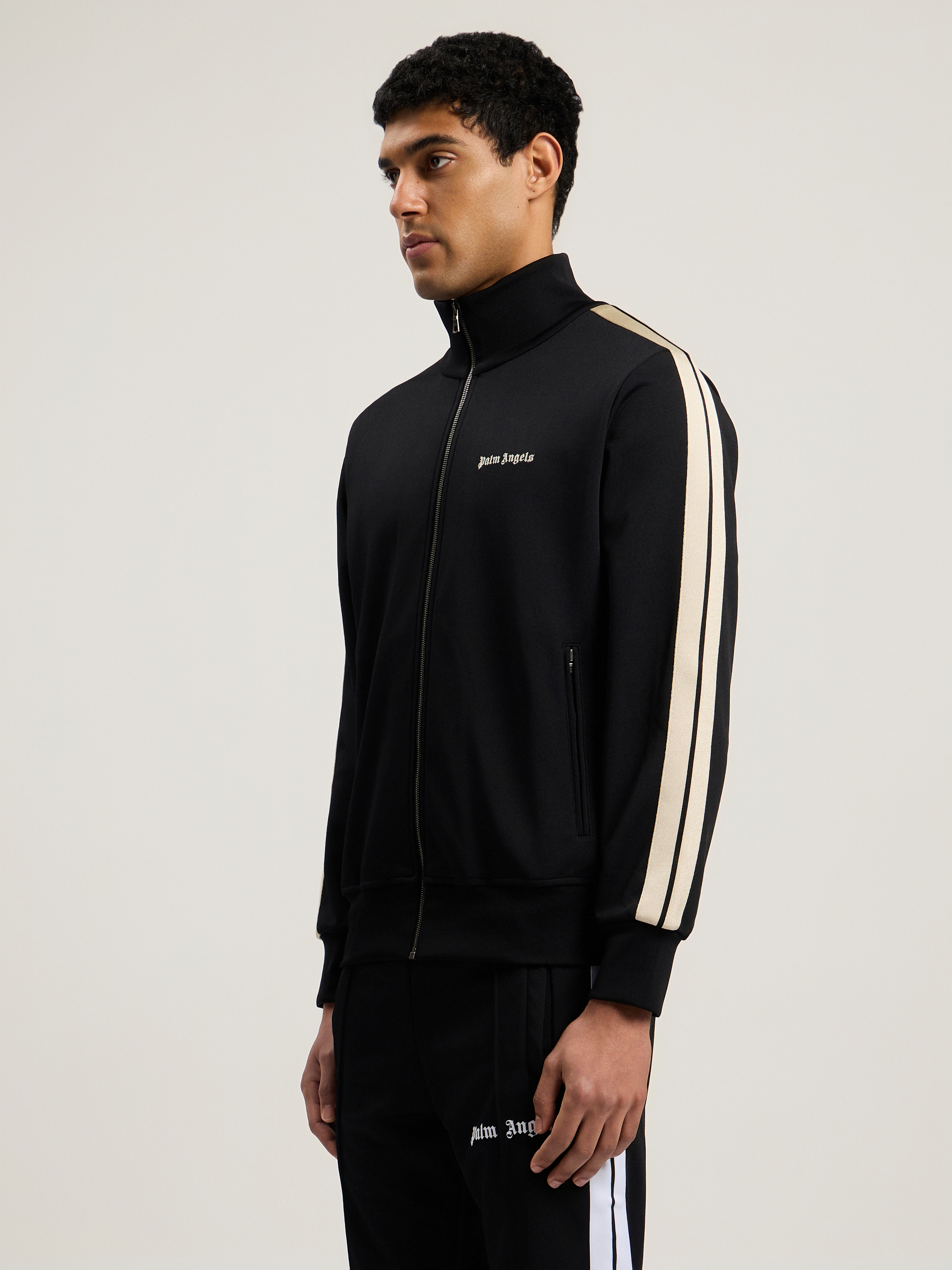 Palm Angels Classic Logo Black Sweatshirt With Logo Printed On The Front In Tech Fabric Man