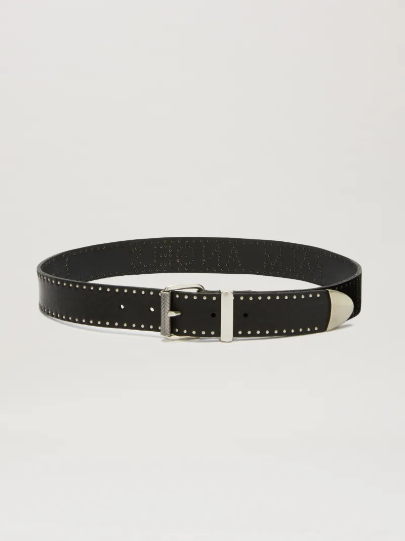 Studs leather belt in BLACK/SILVER for Women | Palm Angels® Studs leather belt in BLACK/SILVER for Women | Palm Angels®