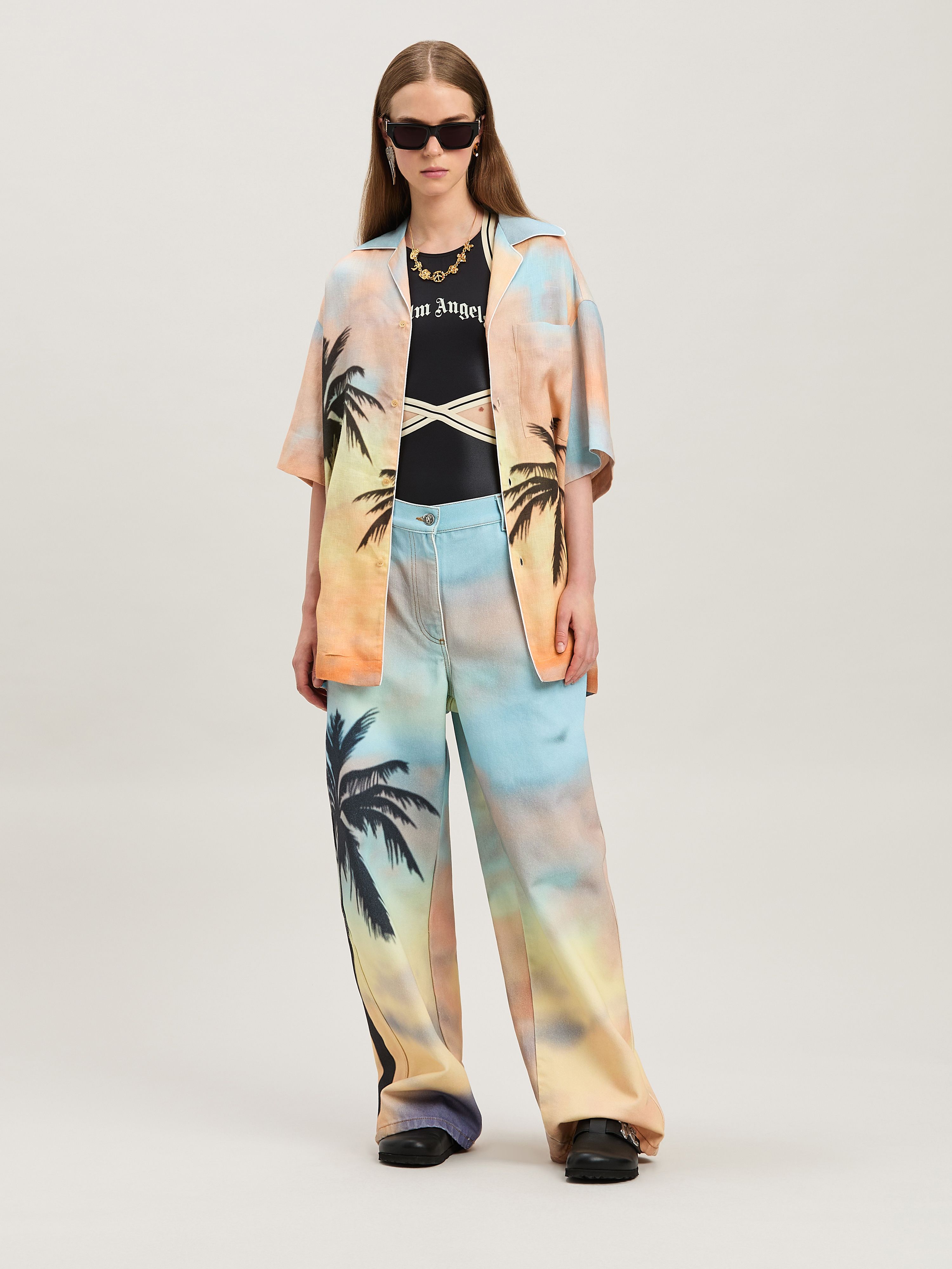 Palm Angels Sunrise Palm Bowling Shirt
