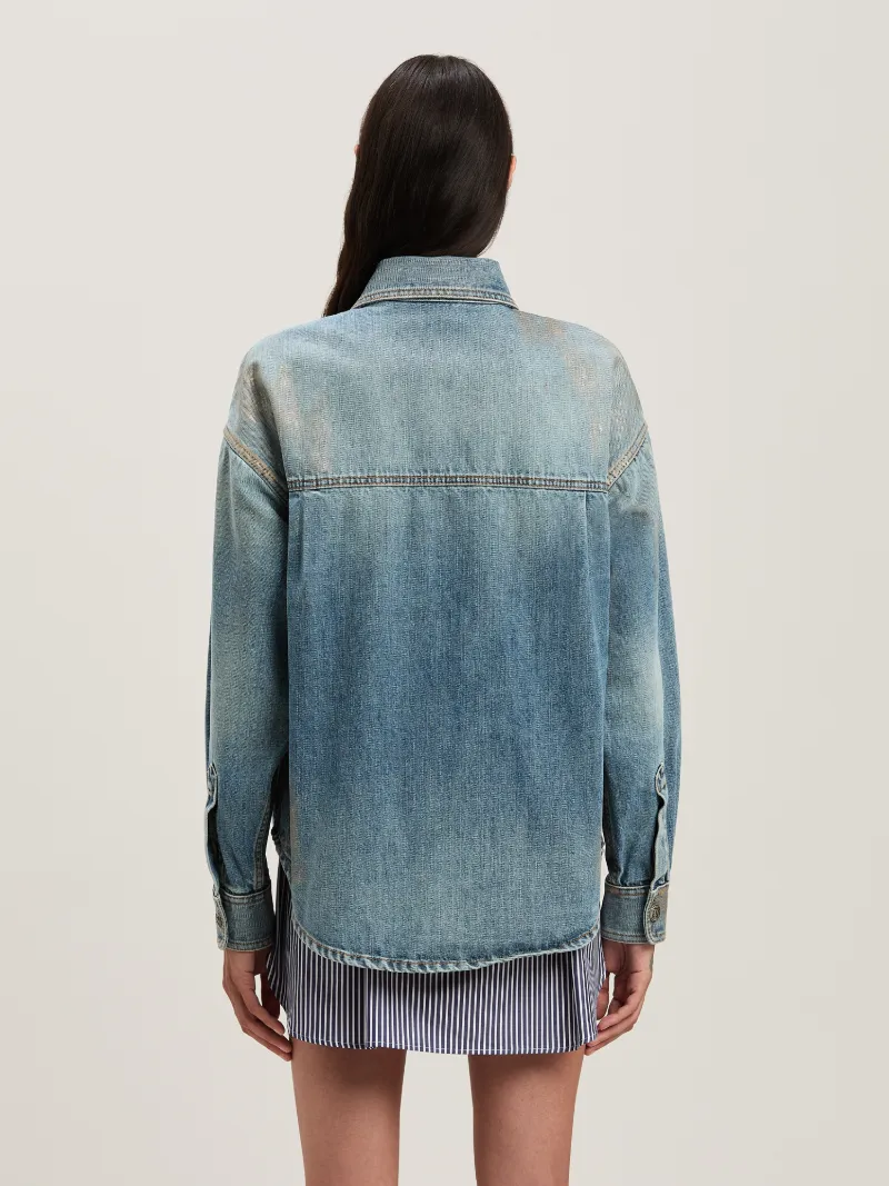 Palm Angels Metal Brushed Denim Shirt