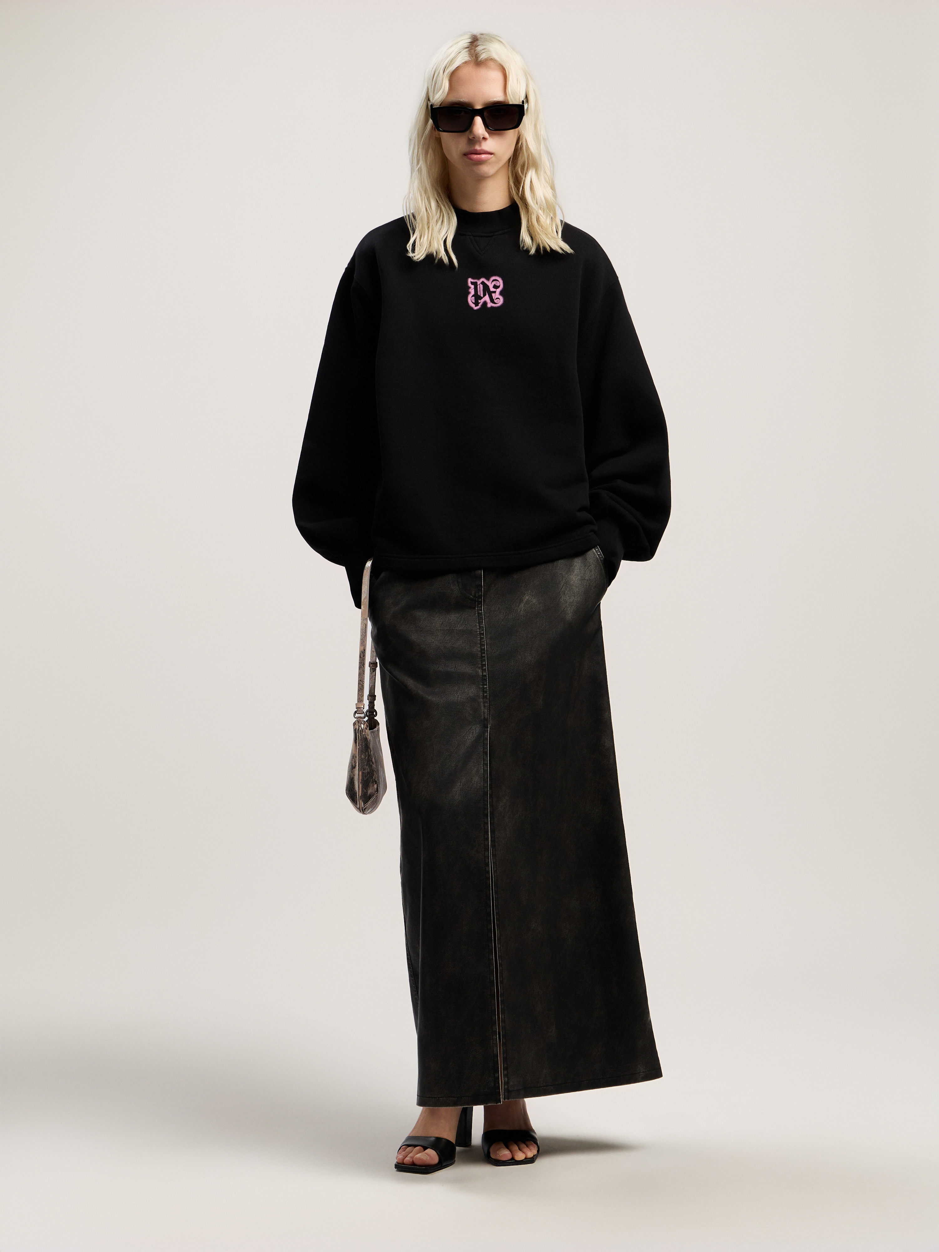 Palm Angels Neon Balloon Crew Sweatshirt In Black