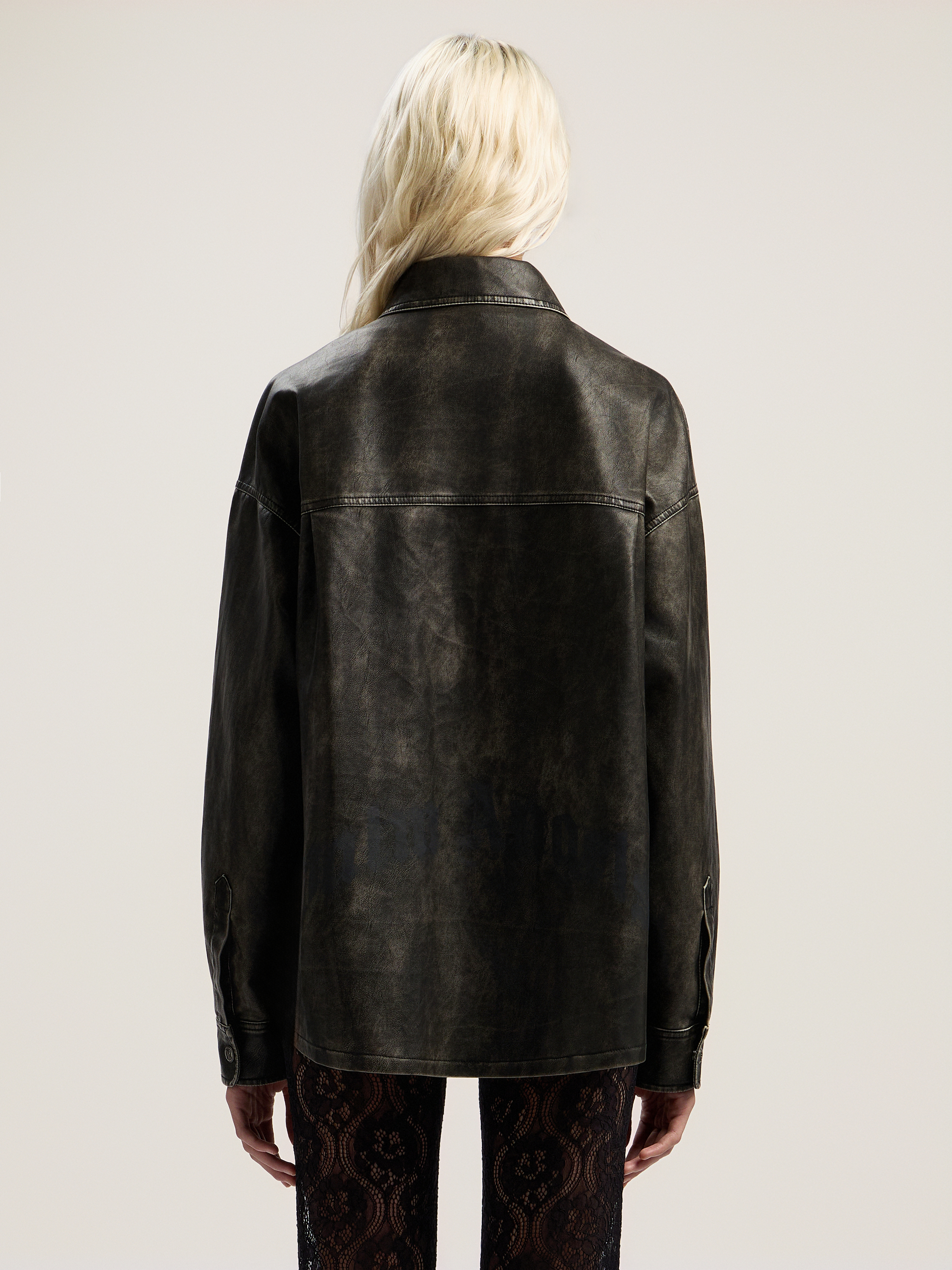 Palm Angels Curved Logo Coated Overshirt In Multi