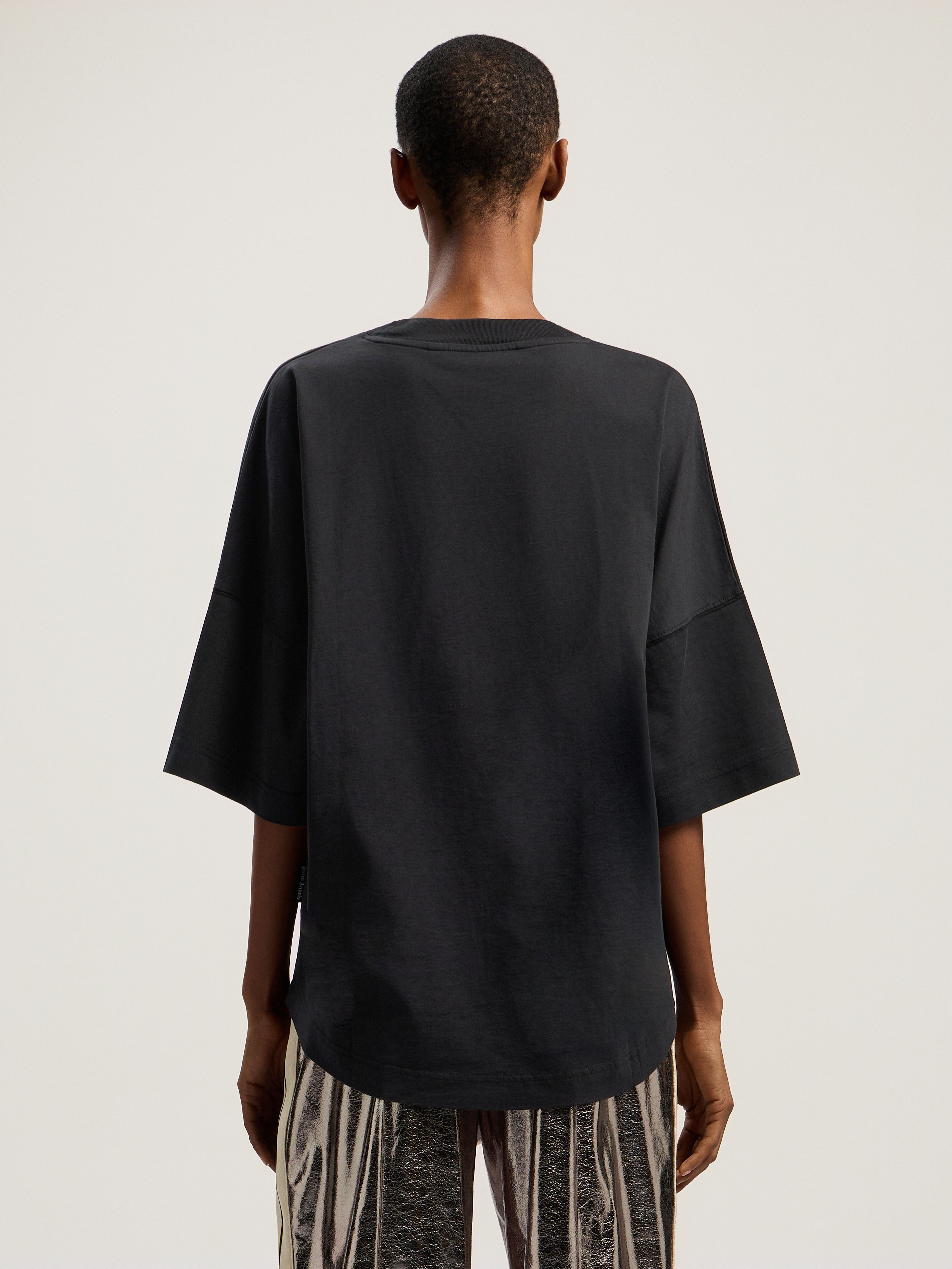 Palm Angels Curved Logo Over Tee In Black