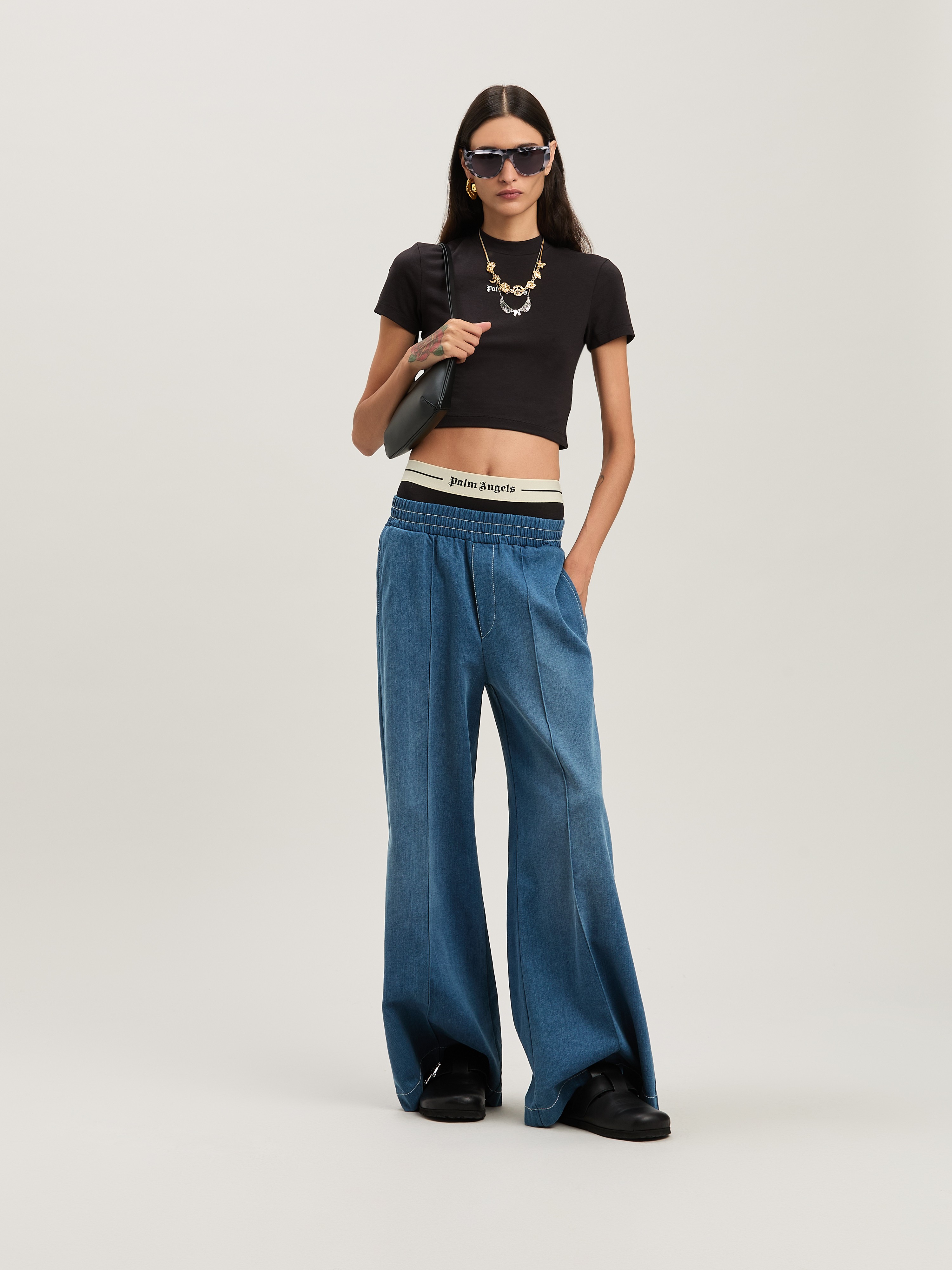 Palm Angels Classic Logo Cropped Baby T-shirt
