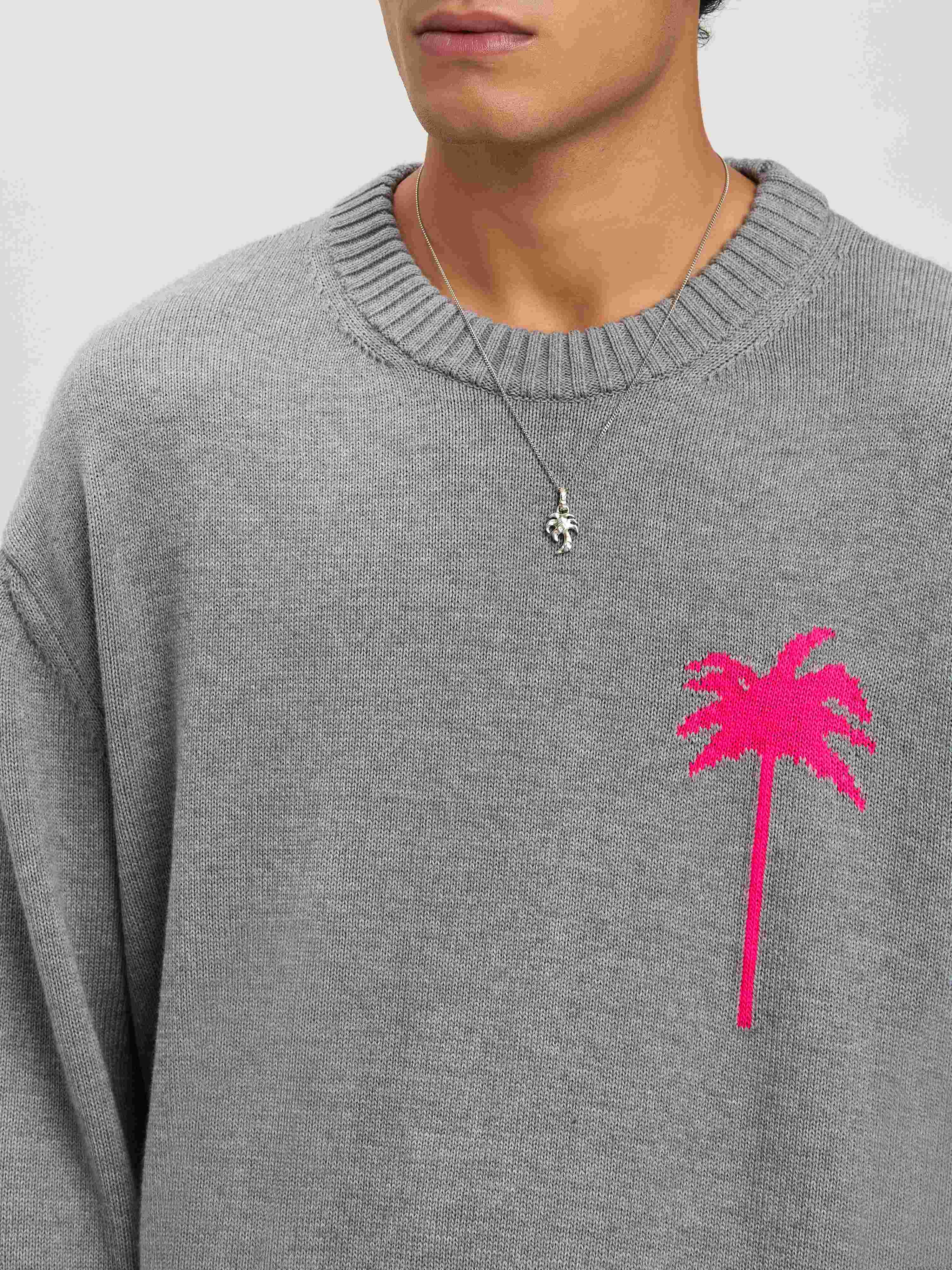 Palm Angels Knit Sweater With Palm Tree Motif