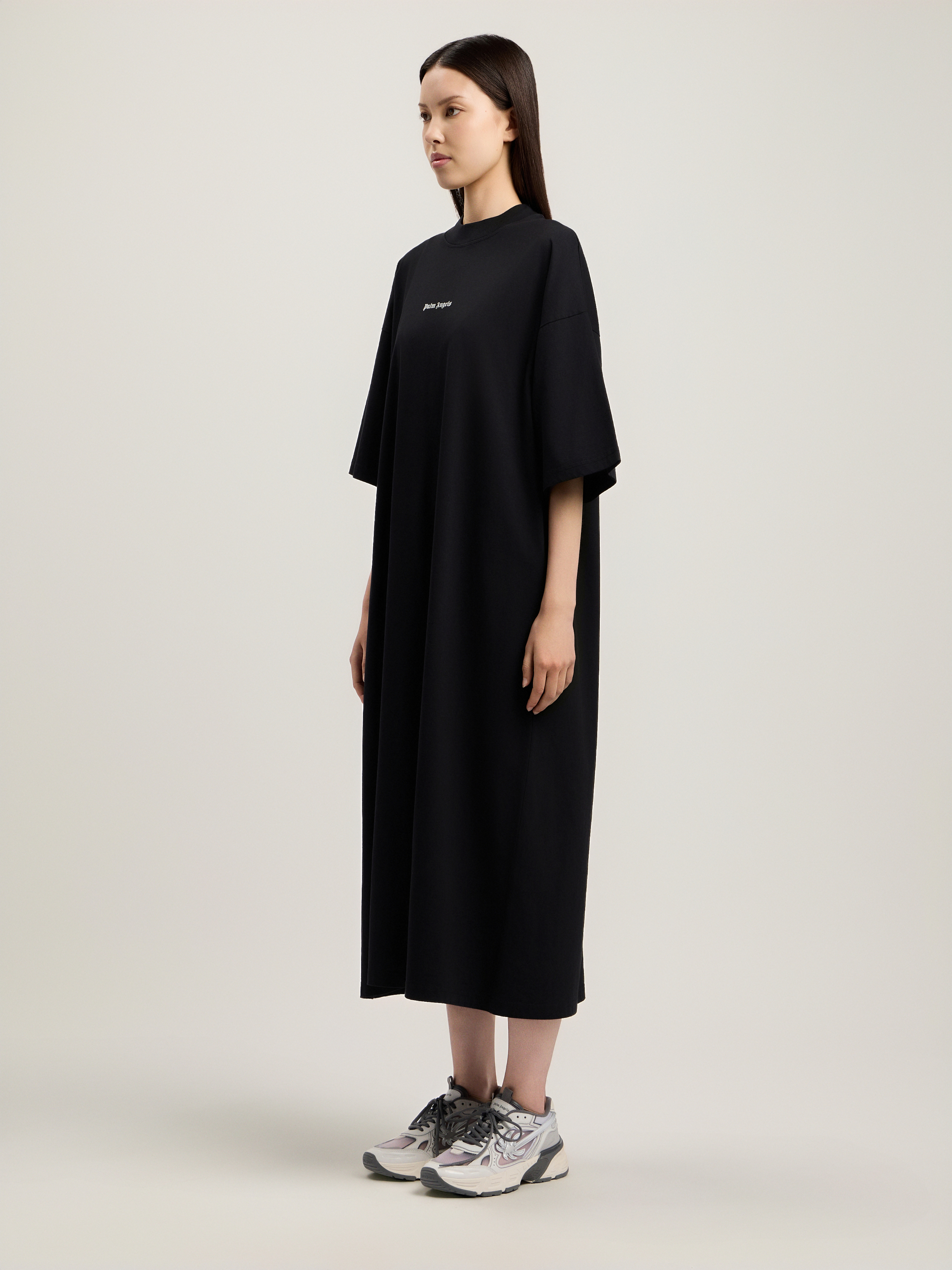 Palm Angels Milan La T-shirt Midi Dress In Black