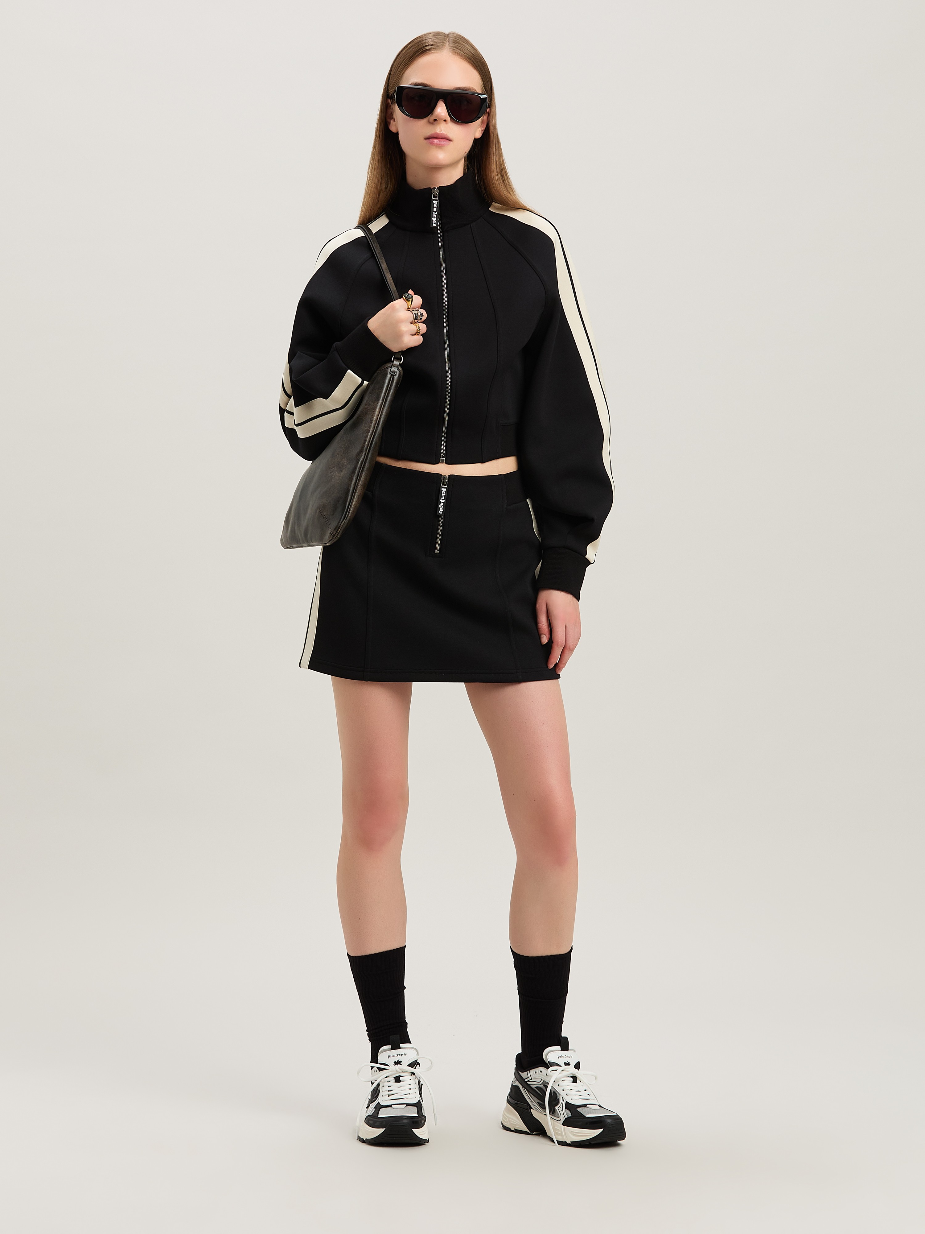 PALM ANGELS NEOPRENE MINI TRACK SKIRT 