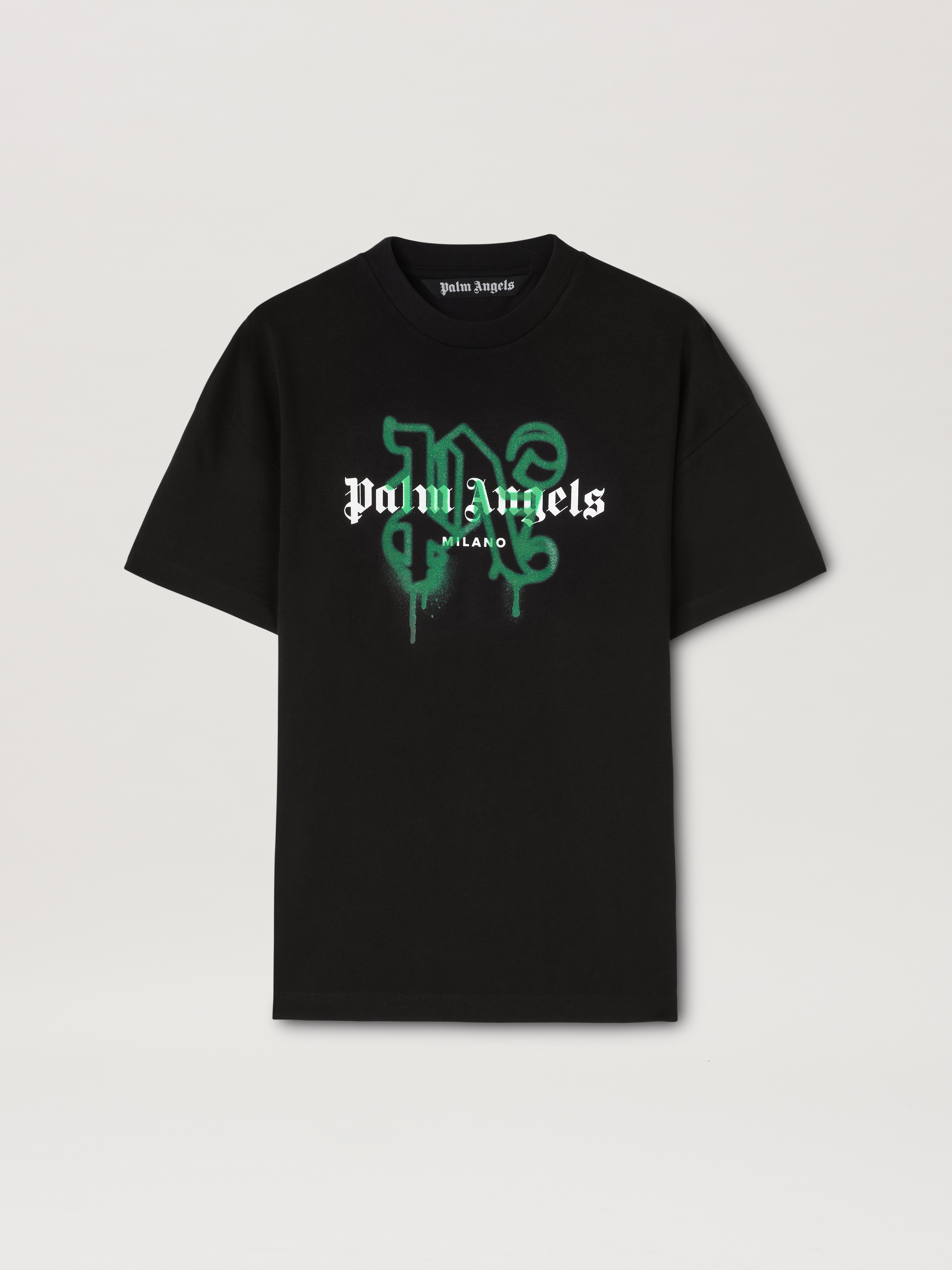MILAN MONOGRAM SPRAY TEE in BLACK for Men | Palm Angels®