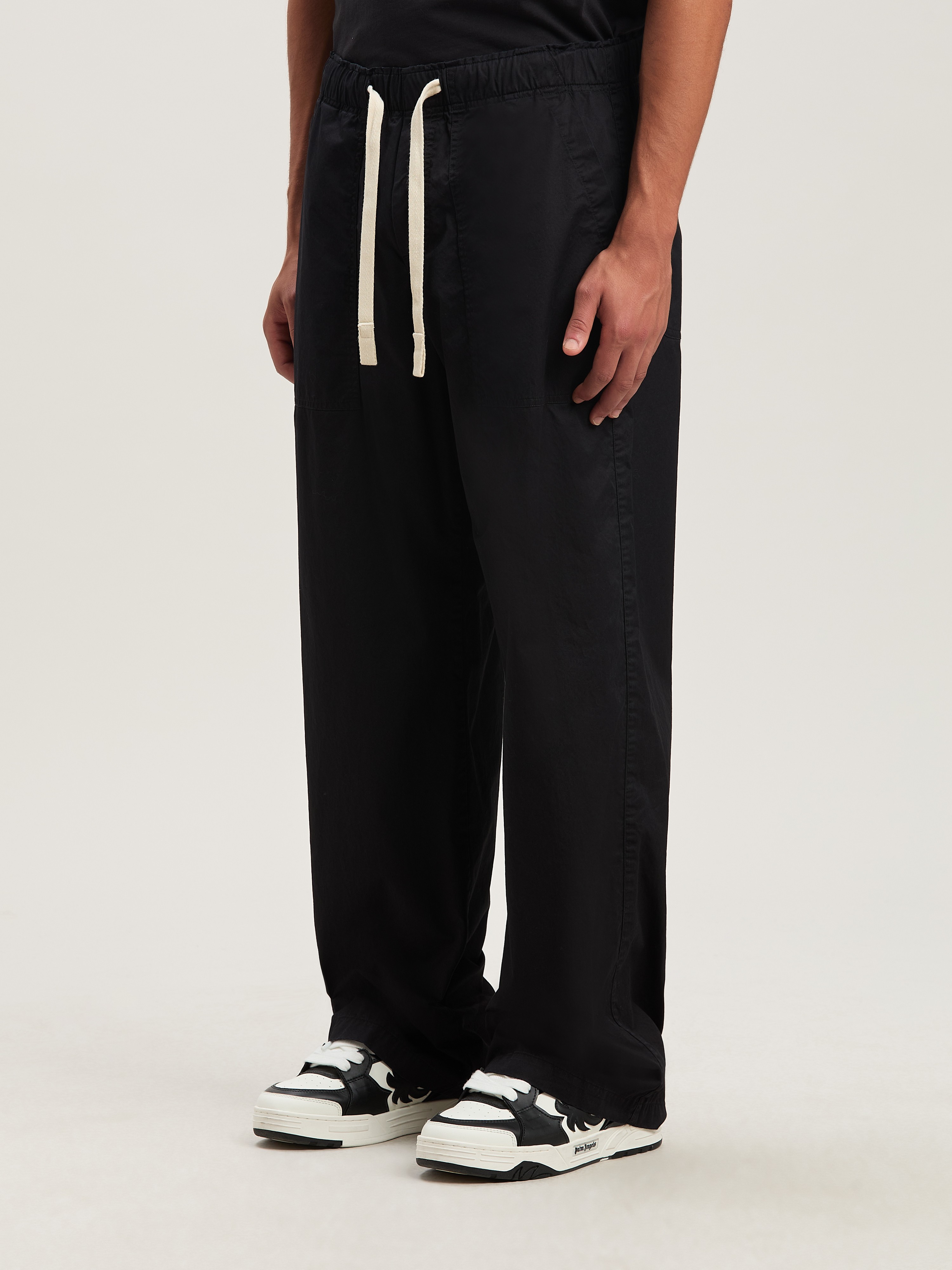 Palm Angels Black Pxp Washed Palm Chino Trousers